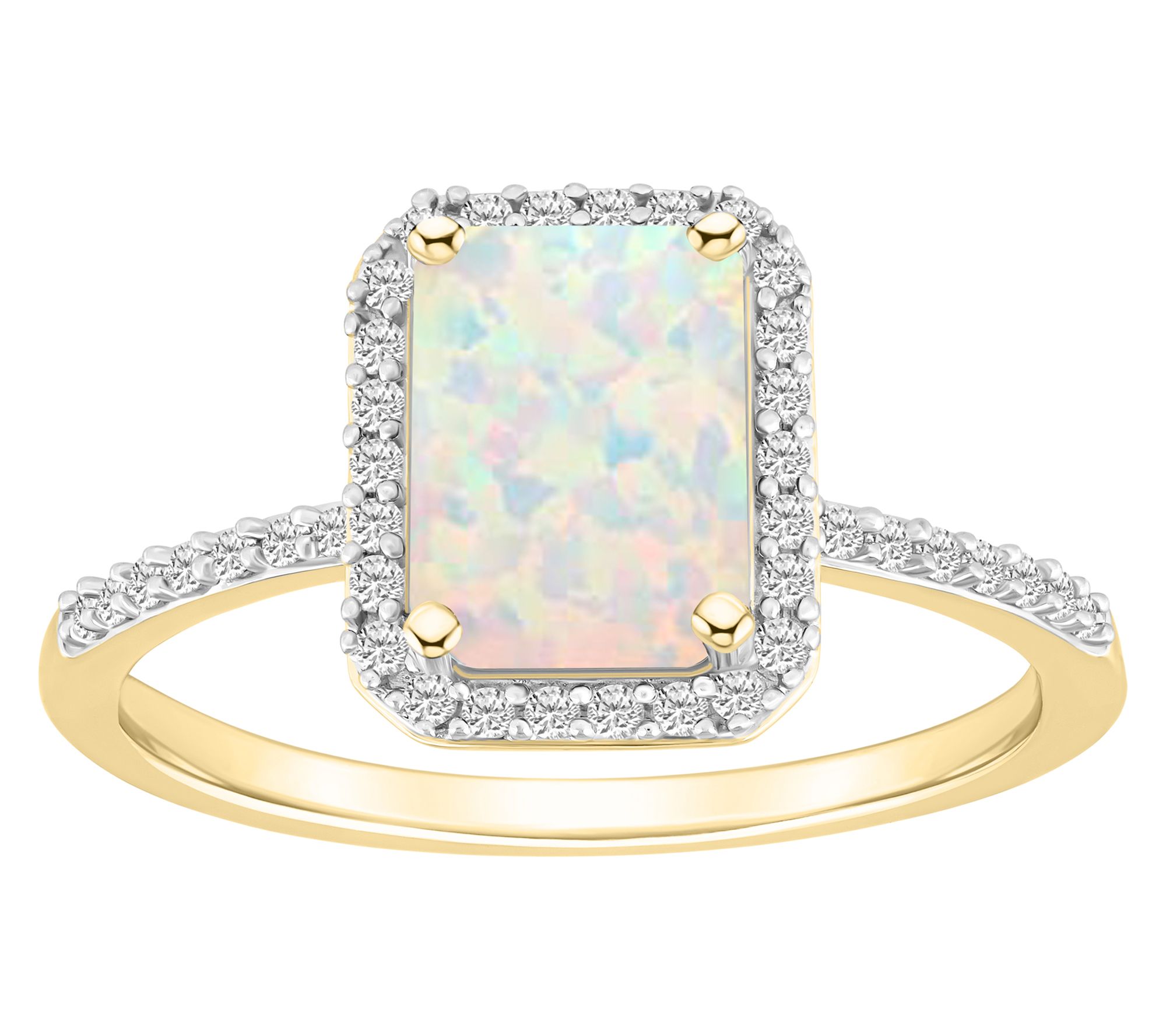 Affinity Gems Emerald Cut Created Gemstone Ring, 10K