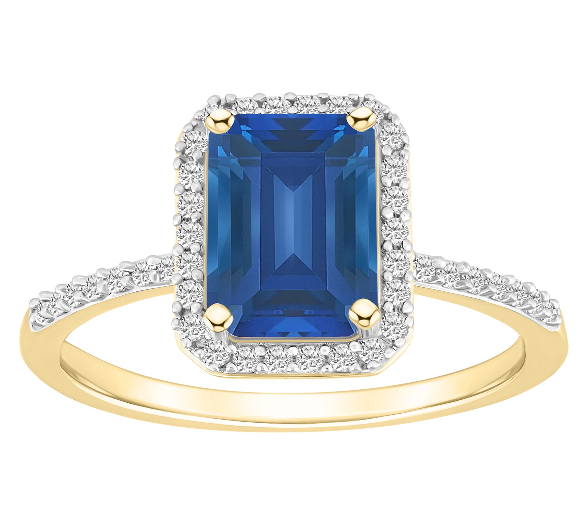 Affinity Gems Emerald Cut Created Gemstone Ring, 10K