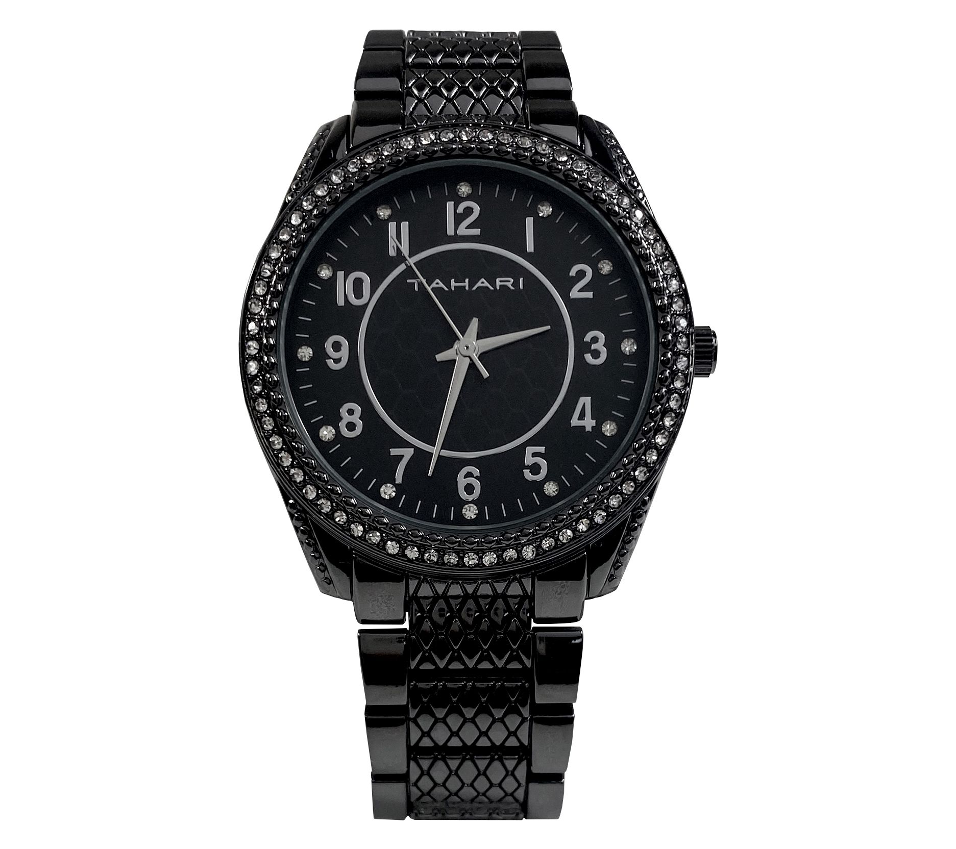 Tahari Women's Gunmetal Crystal Statement Watch