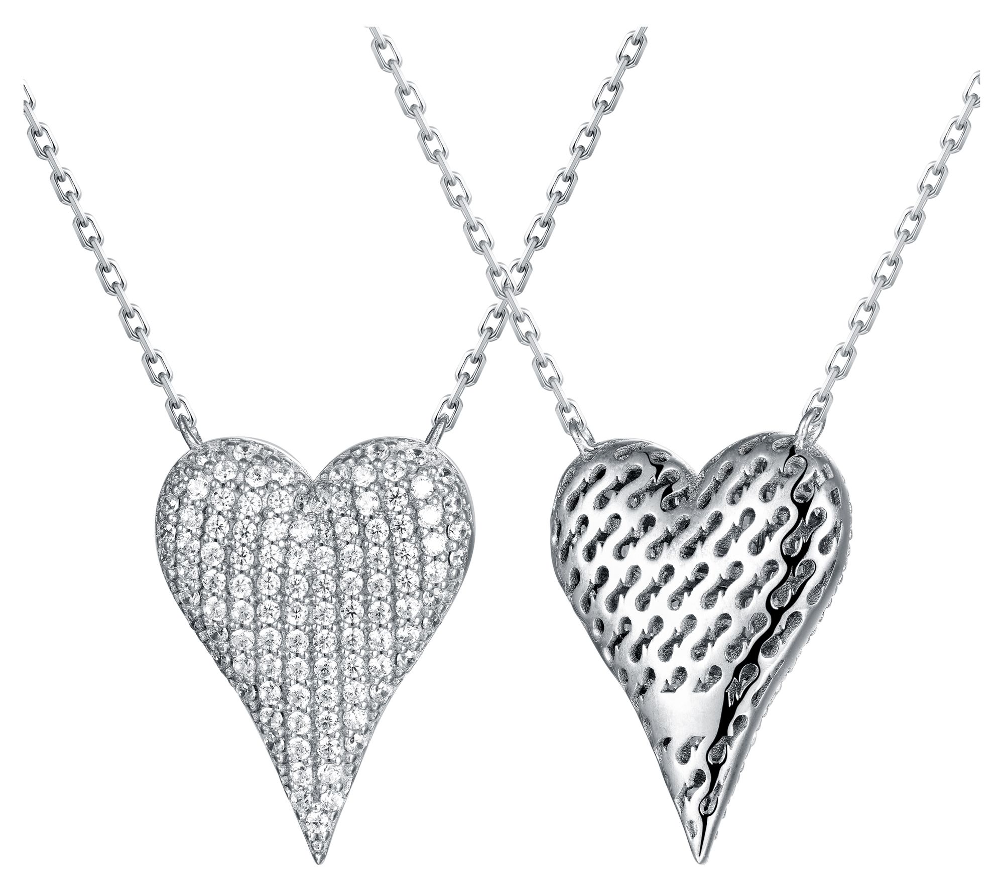 Diamonique x Jennifer Miller Puffy Mini HeartNecklace, Sterl