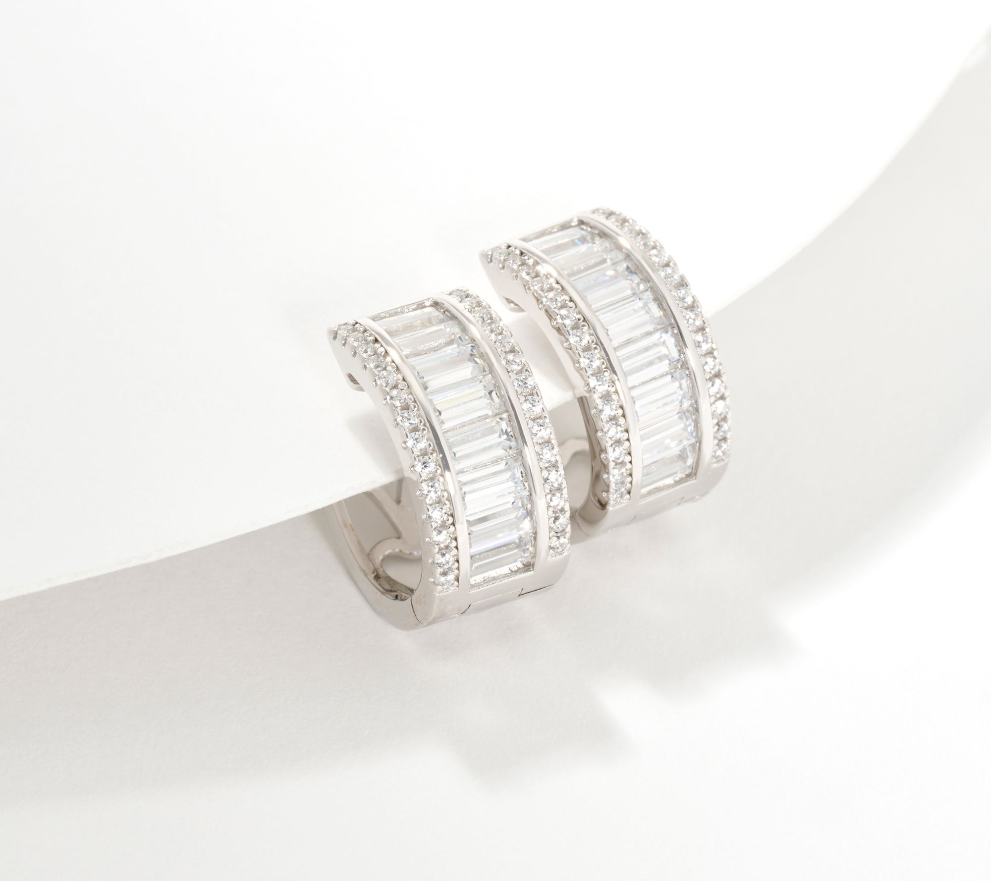 Diamonique x Jennifer Miller Baguette Earrings, Sterling Silver