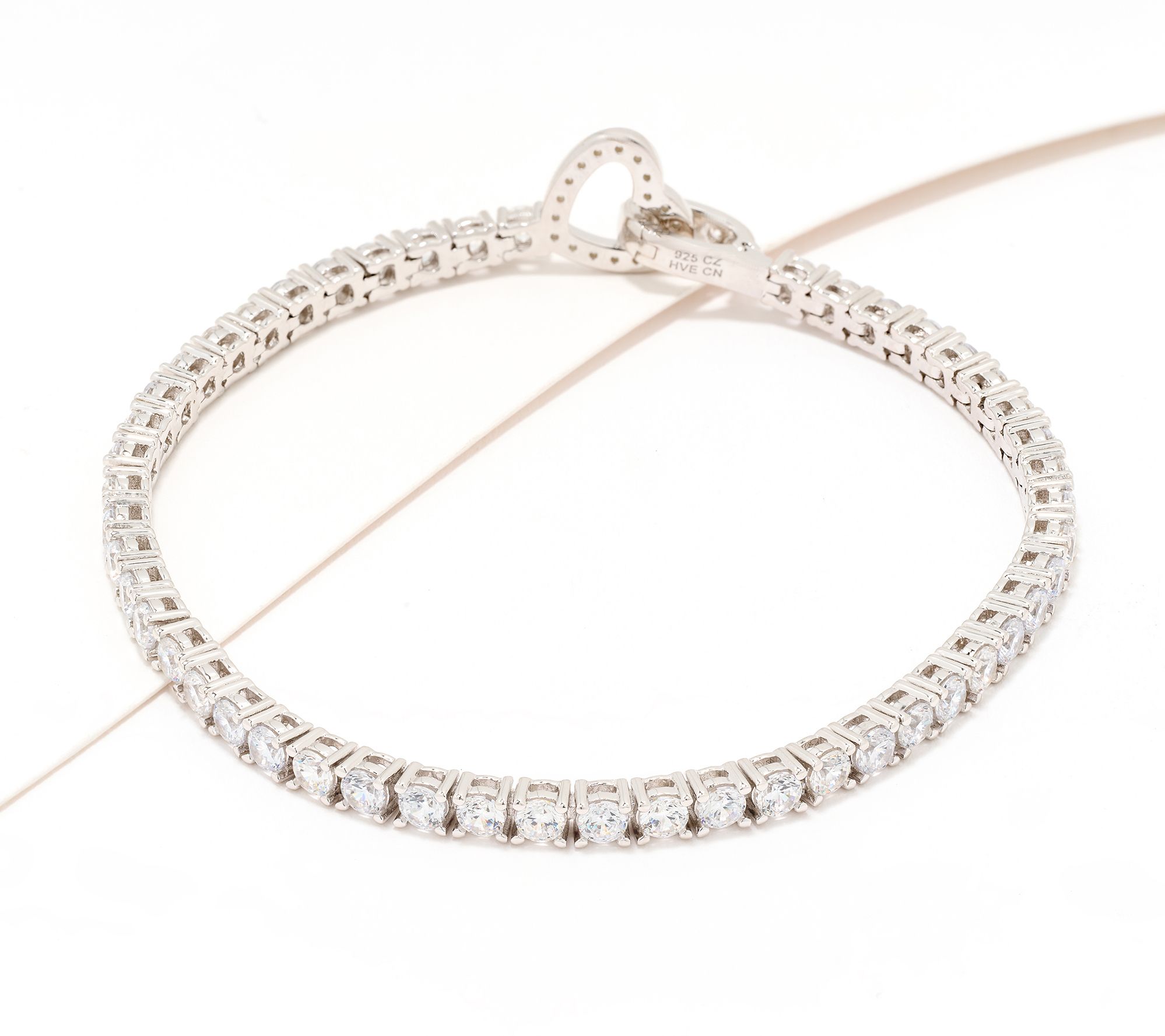 Diamonique Connecting Hearts Tennis Bracelet, Sterling Silver