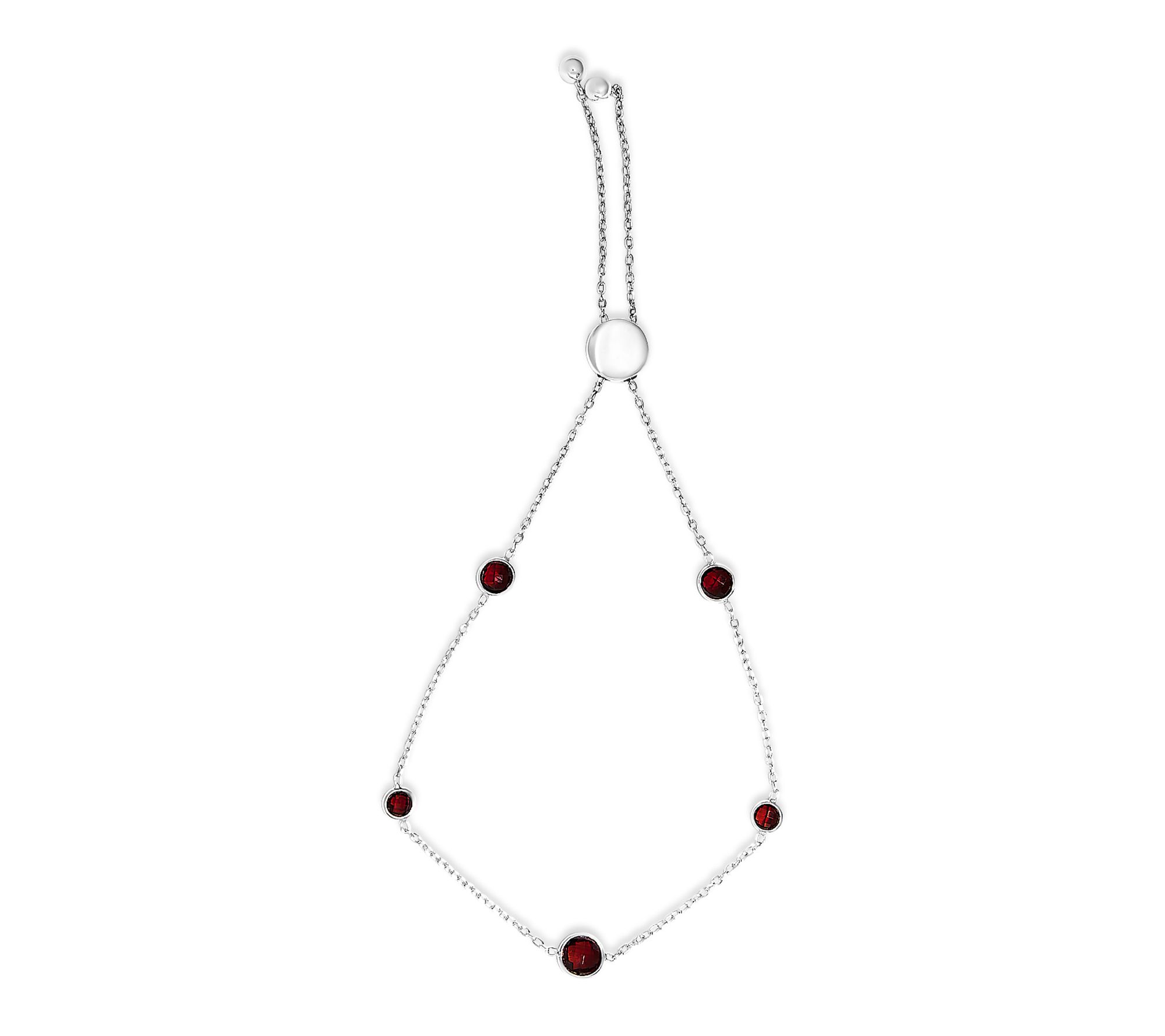 Haus of Brilliance Garnet Station Bolo Bracelet, Sterling