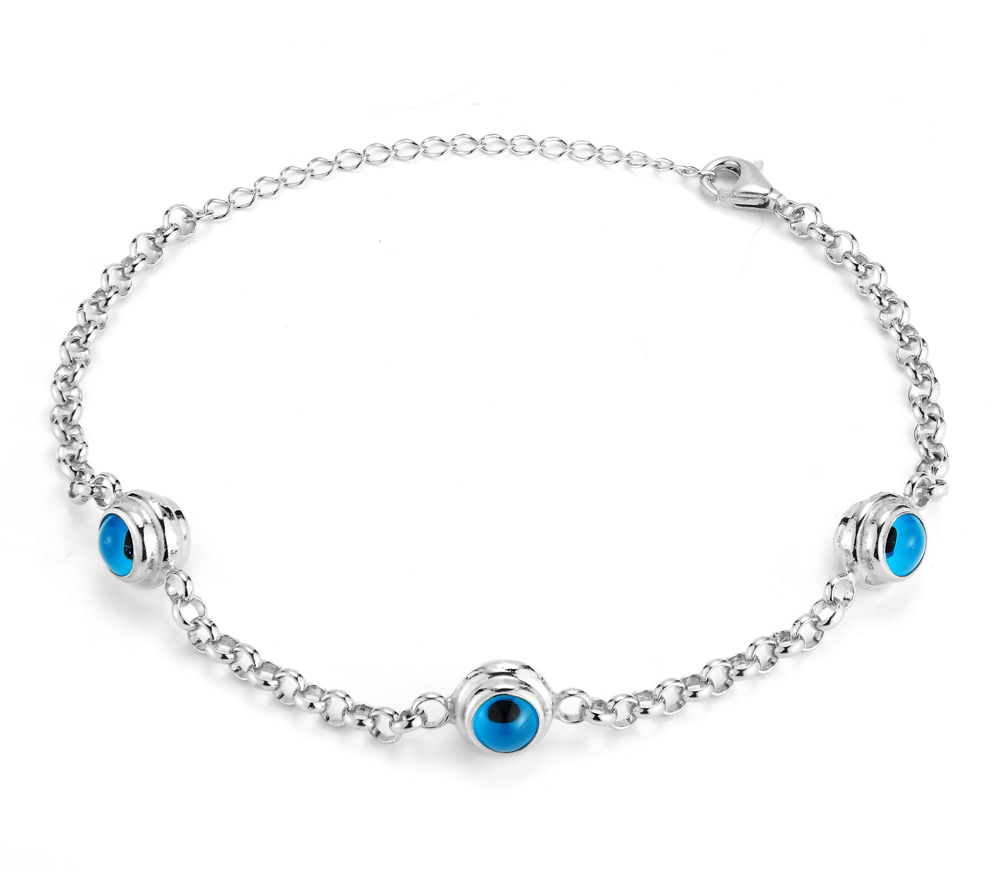 Sterlina Silver Triple Evil Eye Bracelet, Sterling
