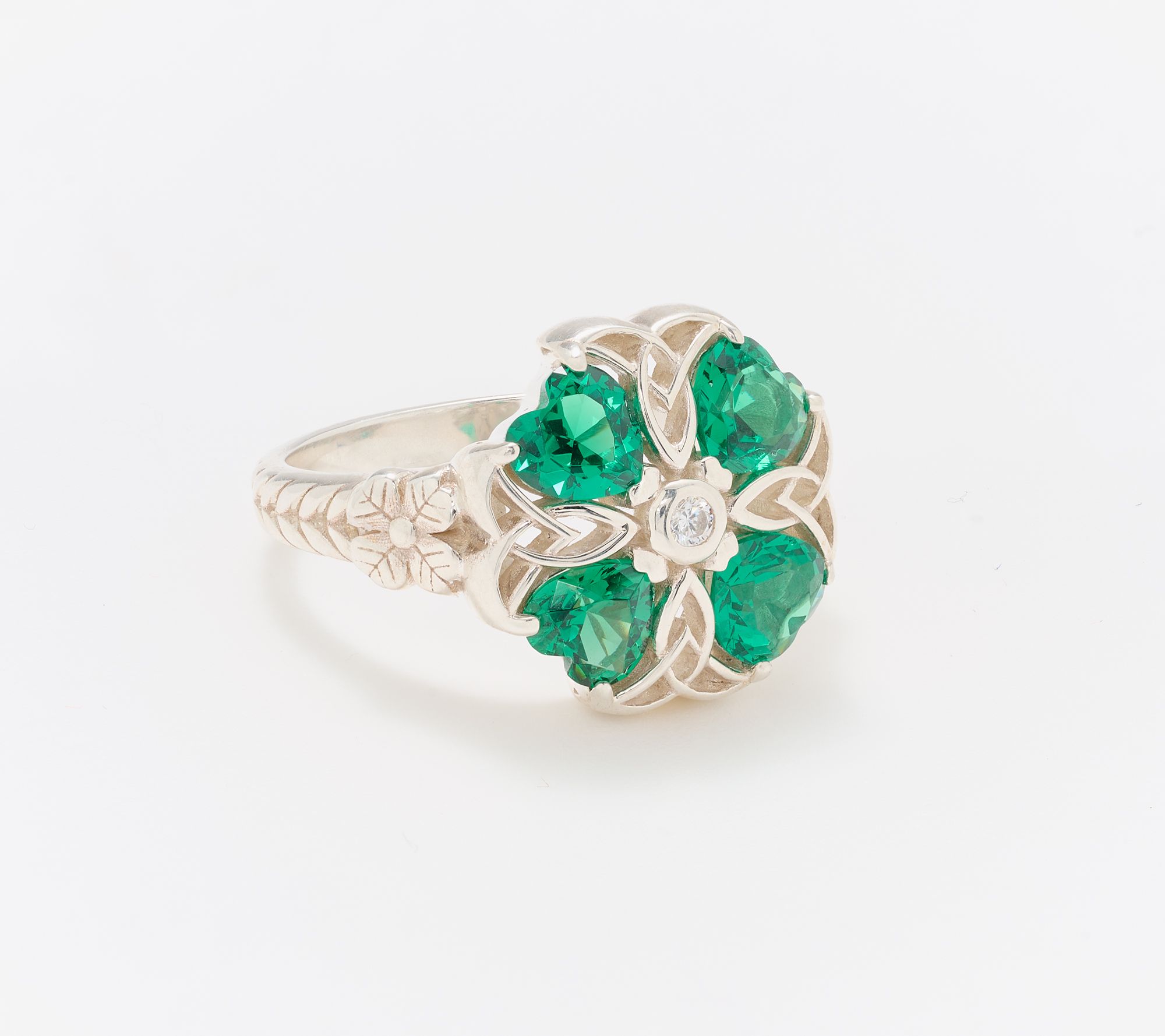 JMH Jewellery Sterling Silver Four Leaf Clover Ring