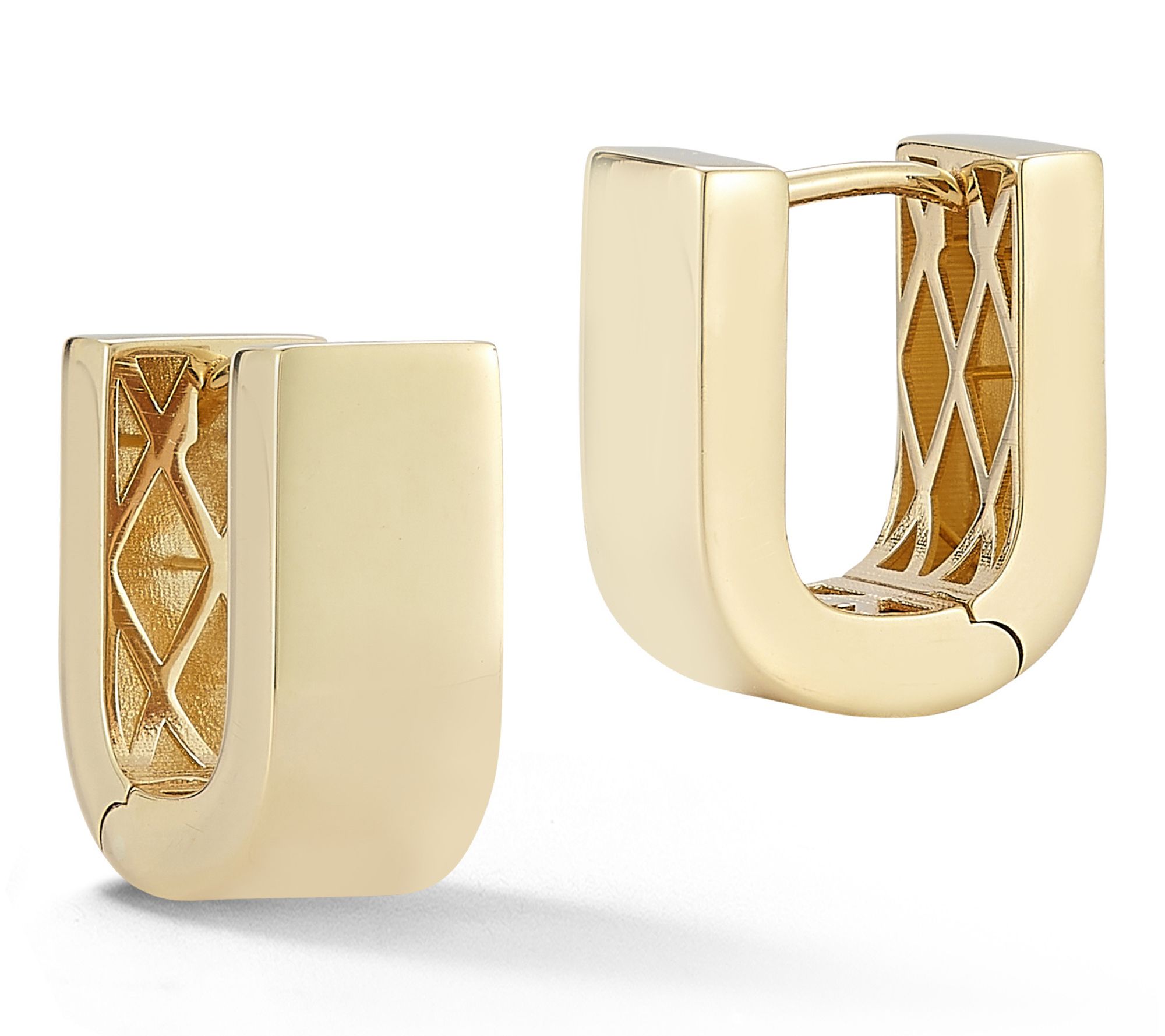Luminosa Gold Thick Rectangular Hoop Earrings,14K