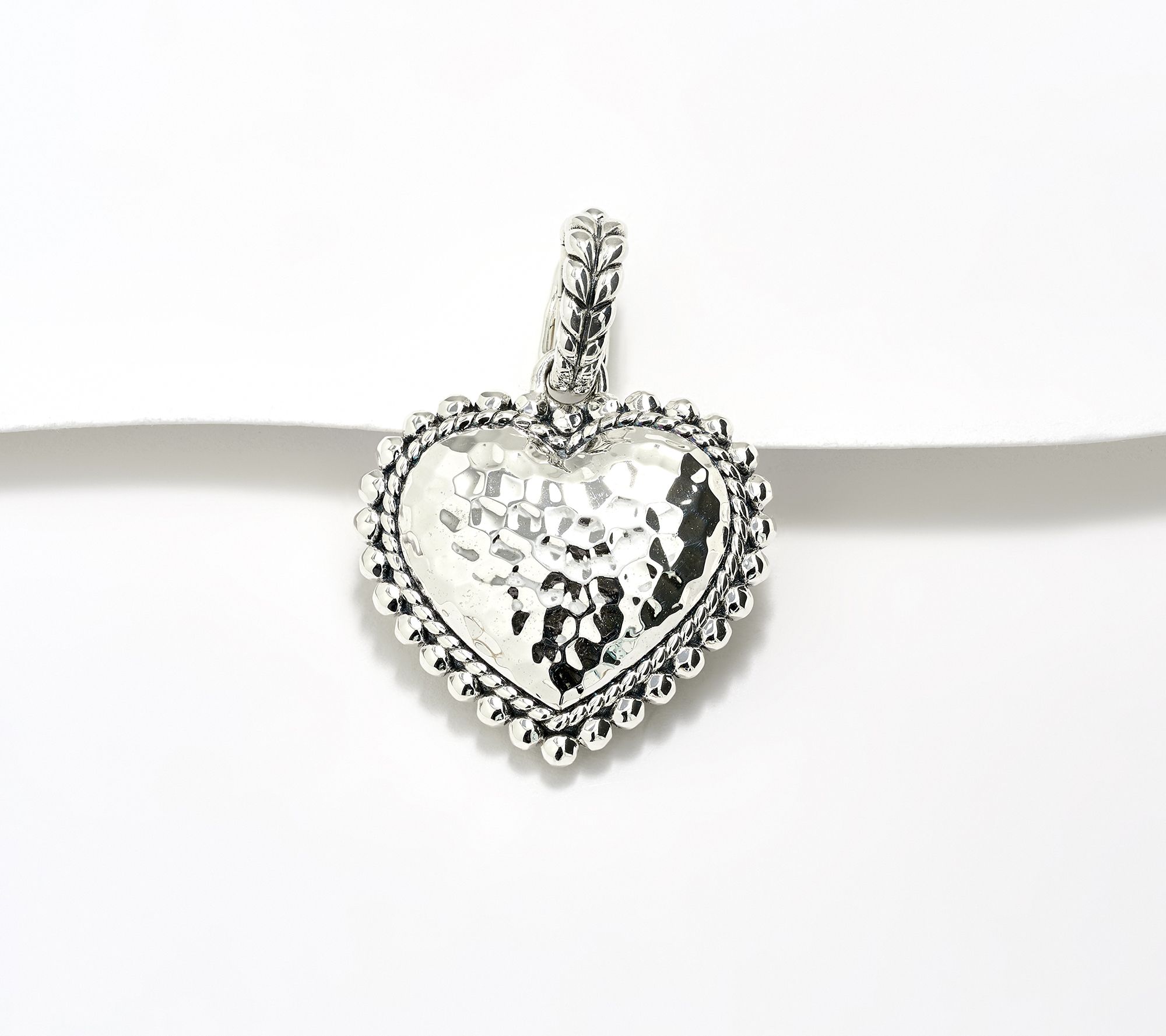 JAI Sterling Silver Hammered Bead Heart Enhancer