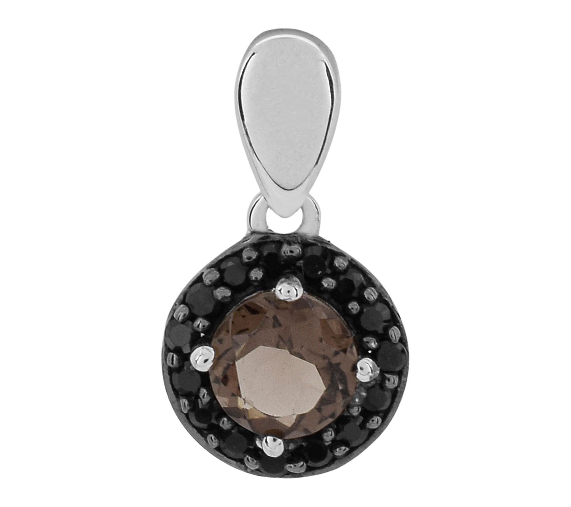 Affinity Gems Spinel & Smokey Quartz Halo Pendant, Sterling