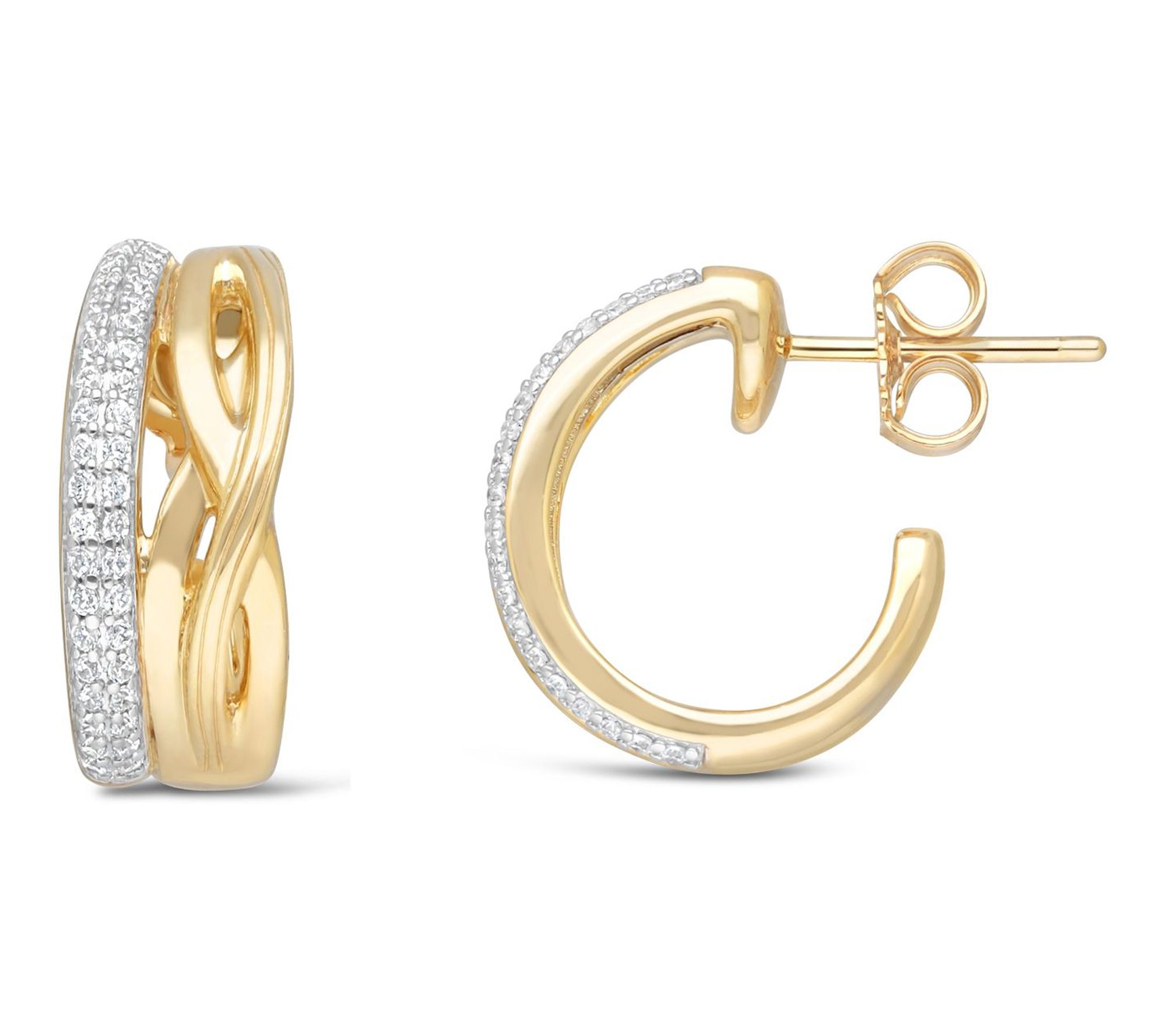 Ariva Sterling 18K Gold Clad Diamonique Hoop Earrings