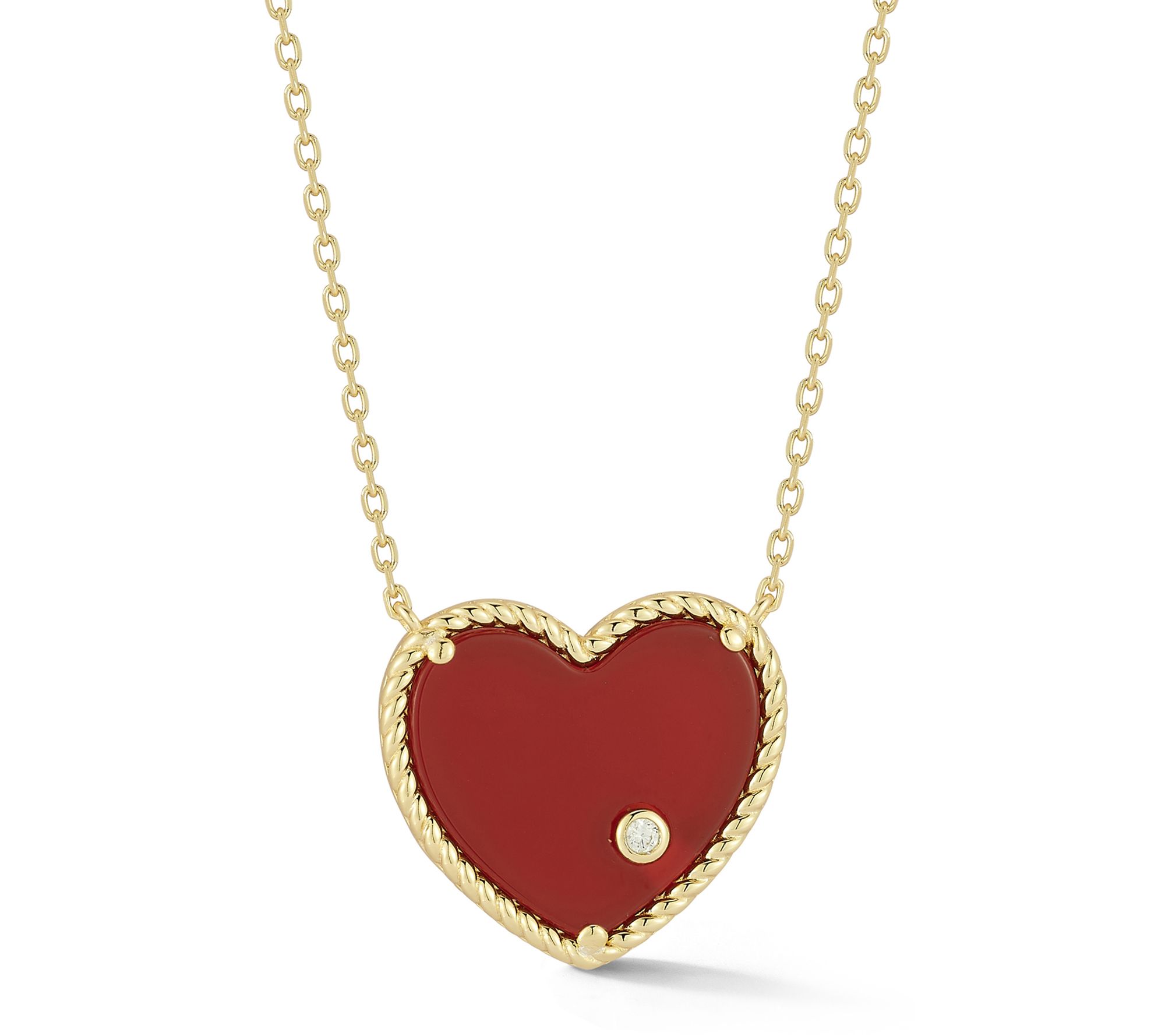 Sterlina Silver Simulated Heart Necklace, 14K Gold Plated