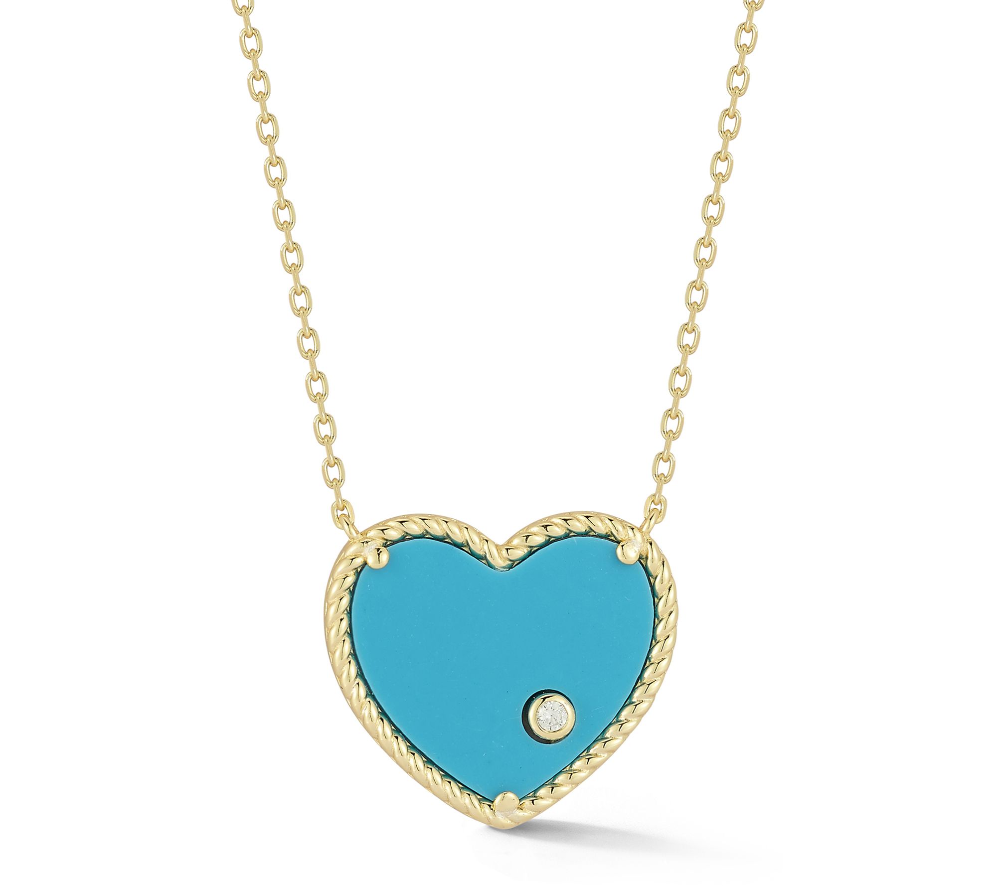 Sterlina Silver Simulated Heart Necklace, 14K Gold Plated