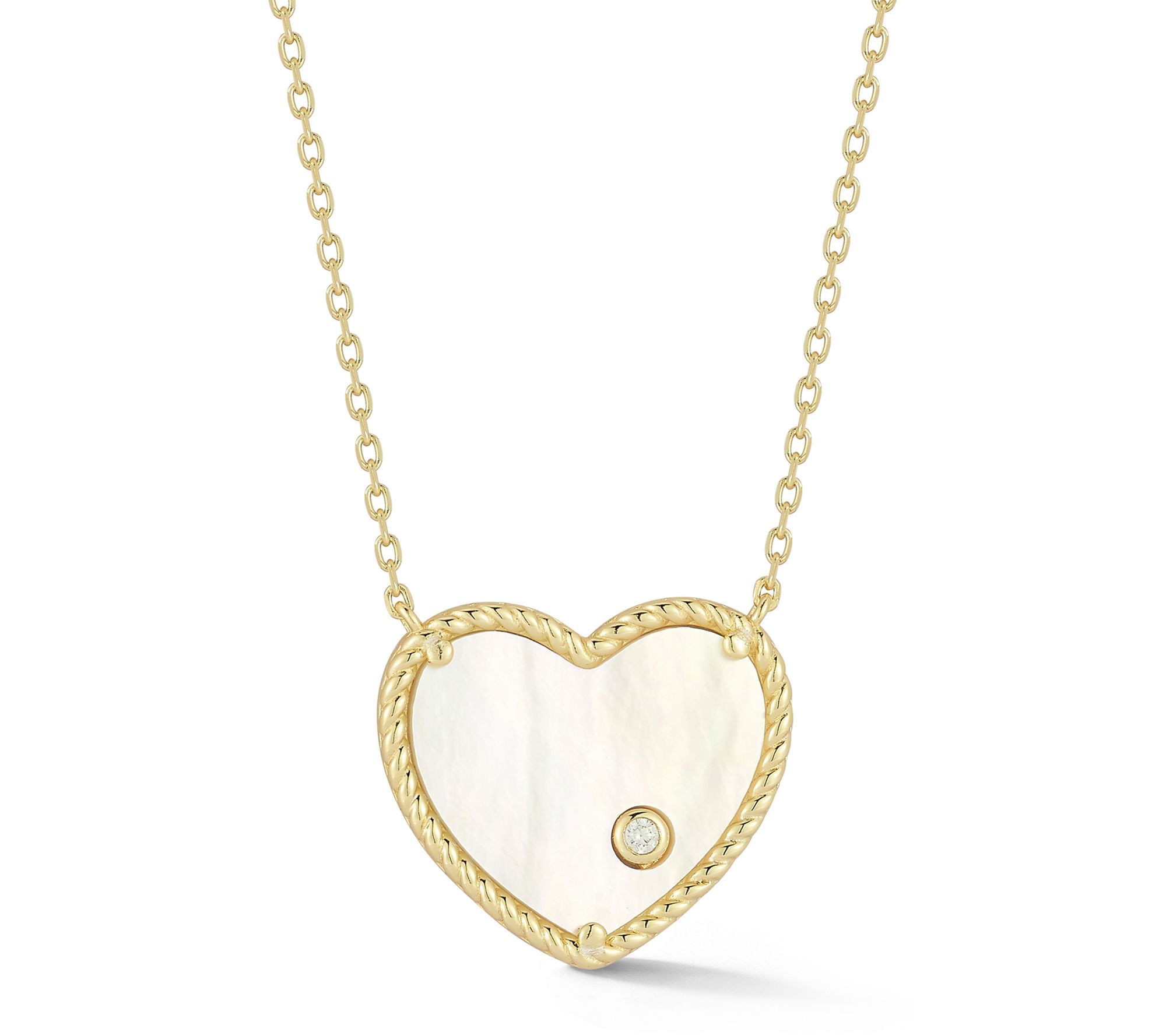 Sterlina Silver Simulated Heart Necklace, 14K Gold Plated