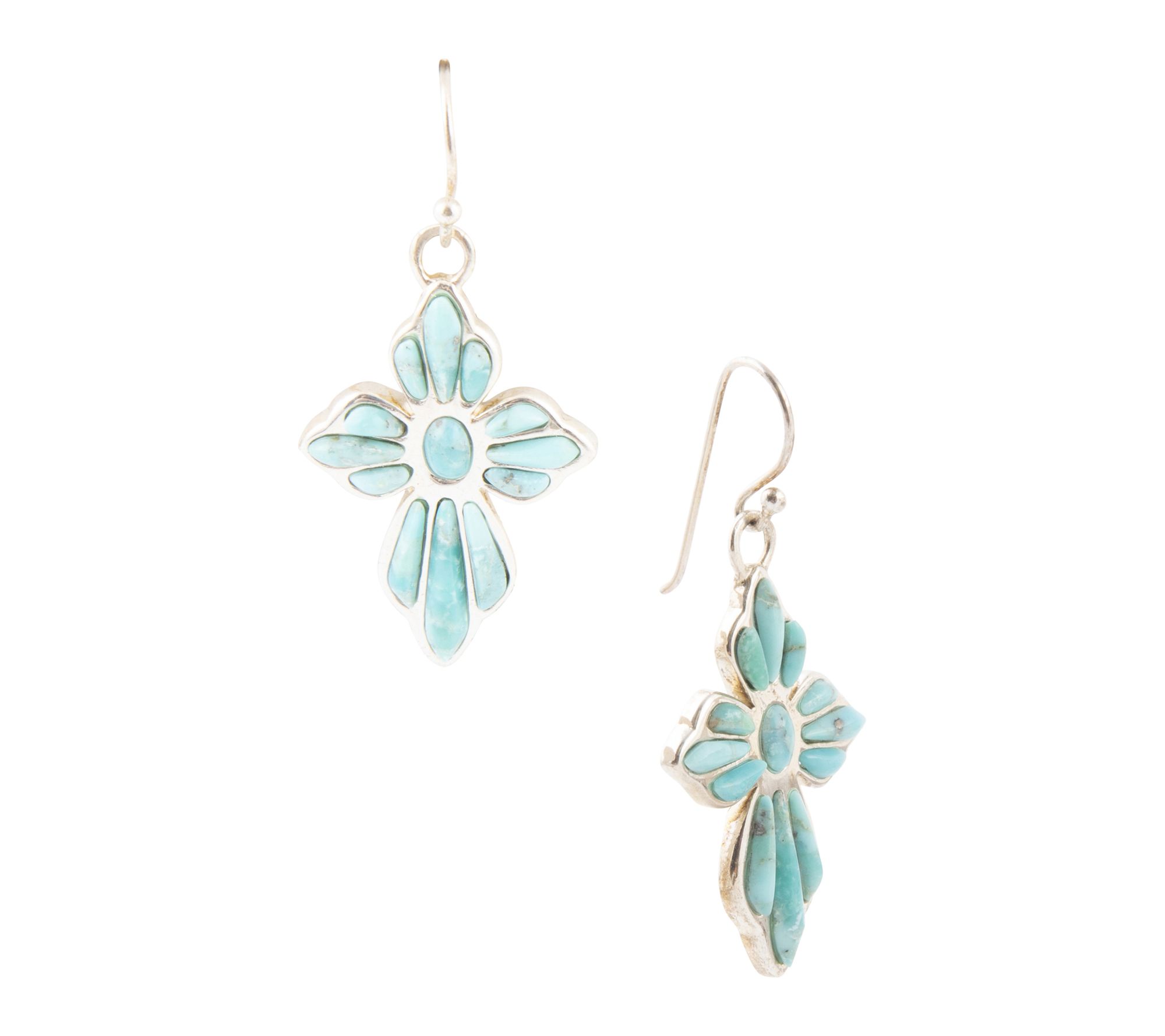 Barse Artisan Crafted Sterling Silver Turquoise Cross Earrings