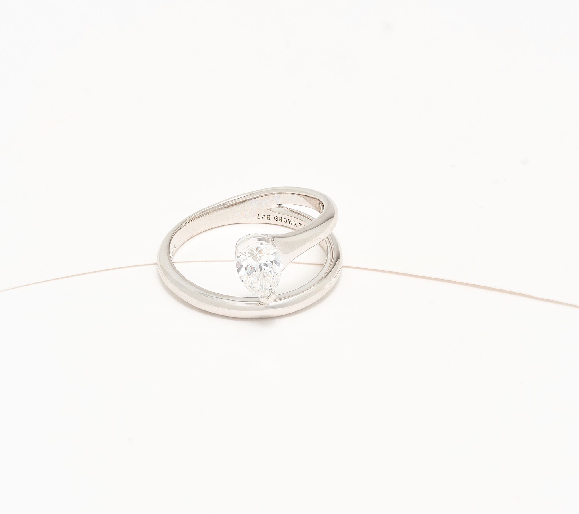 Fire Light Lab Grown Diamonds Pear 0.63 cttw "Faux-Stacker" Ring, Sterling