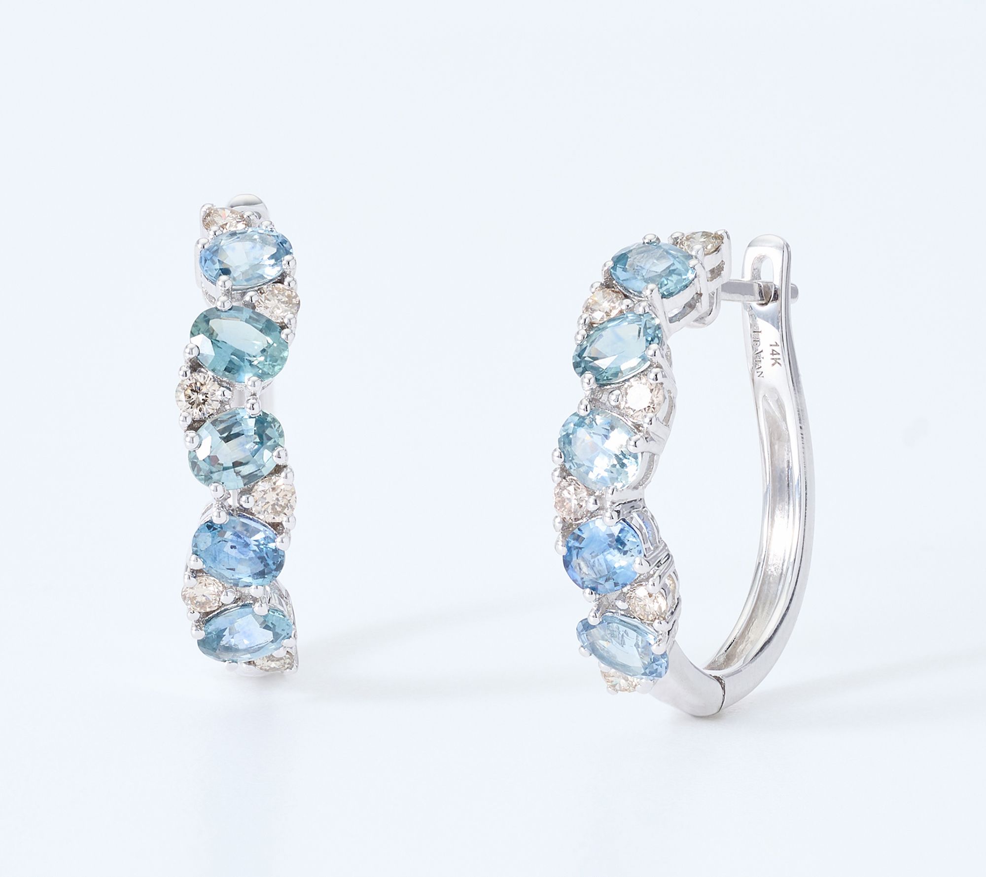 Gem Discoverer 1.3 ct Montana Sapphire Cross Over Earrings, 14K WG