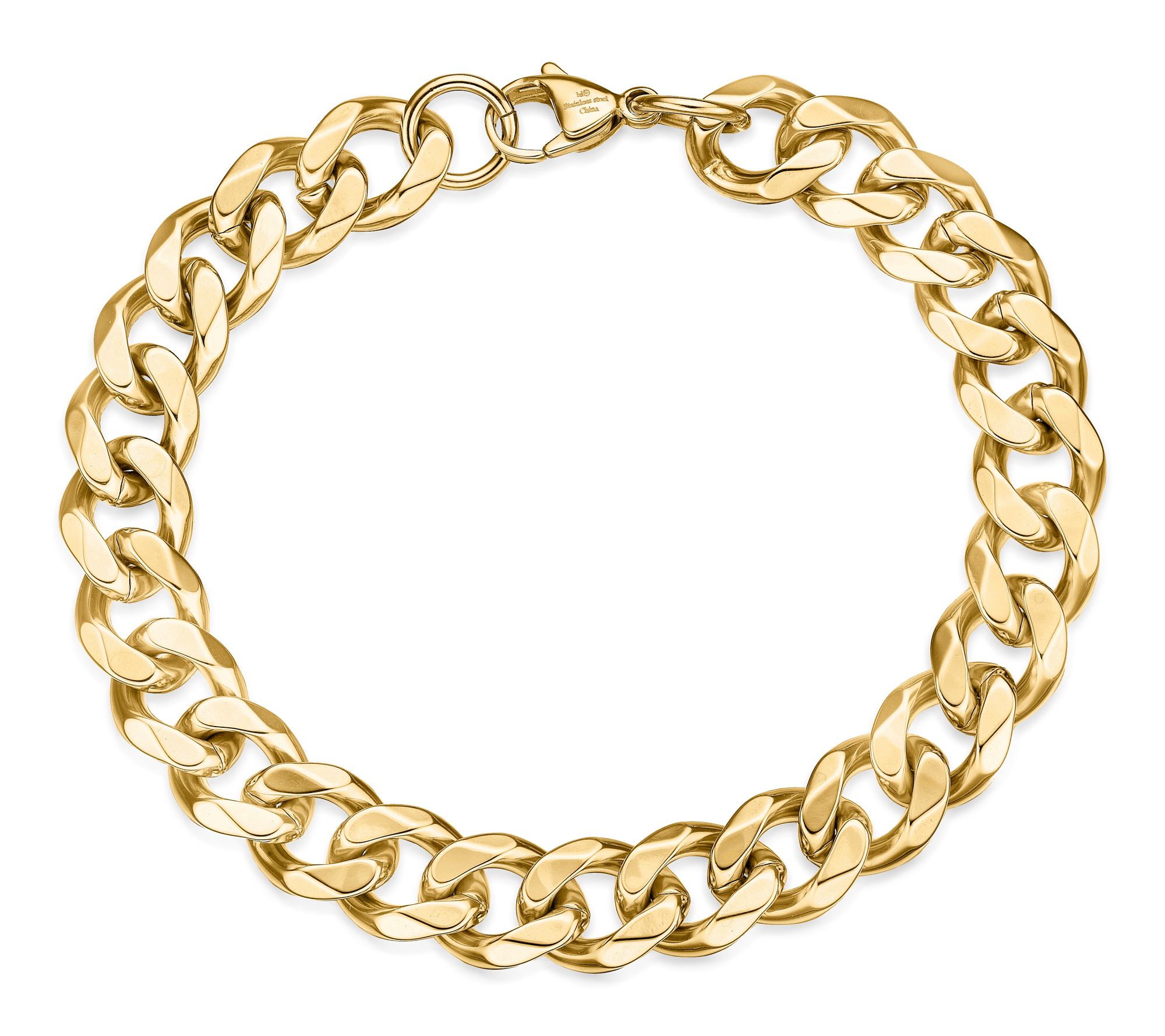 LYNX Men's Stainless Steel Curb Link 9" Bracelet