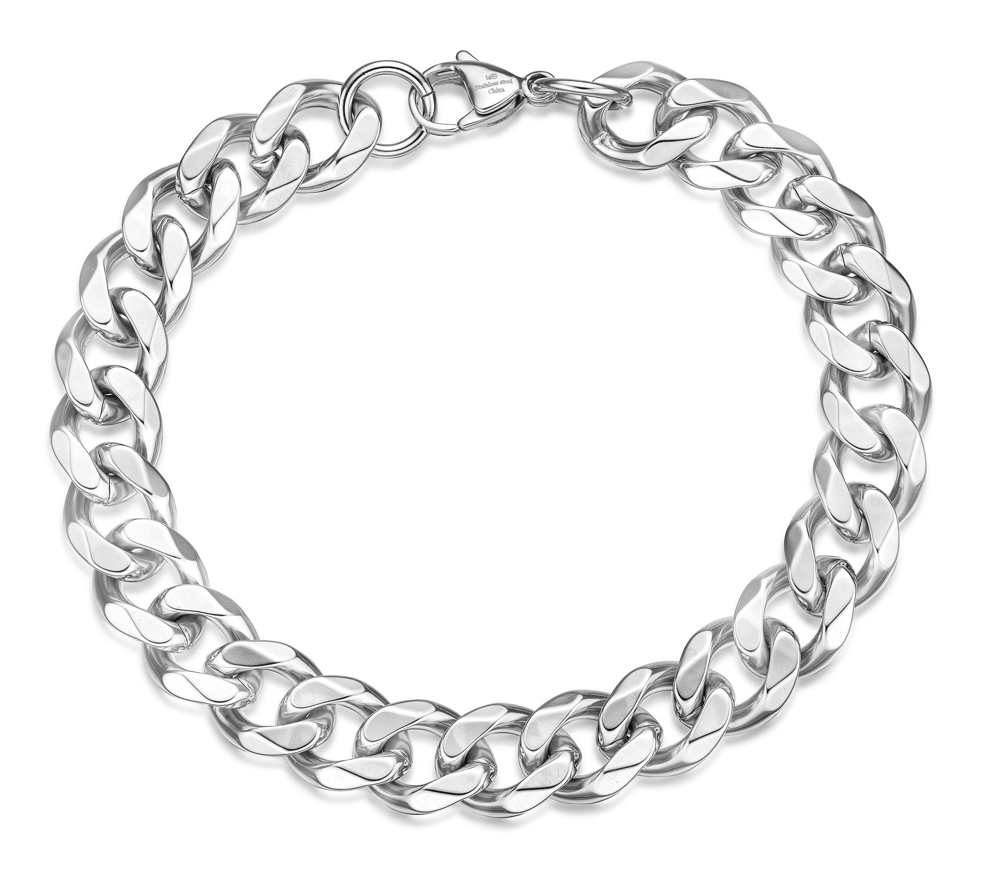LYNX Men's Stainless Steel Curb Link 9" Bracelet