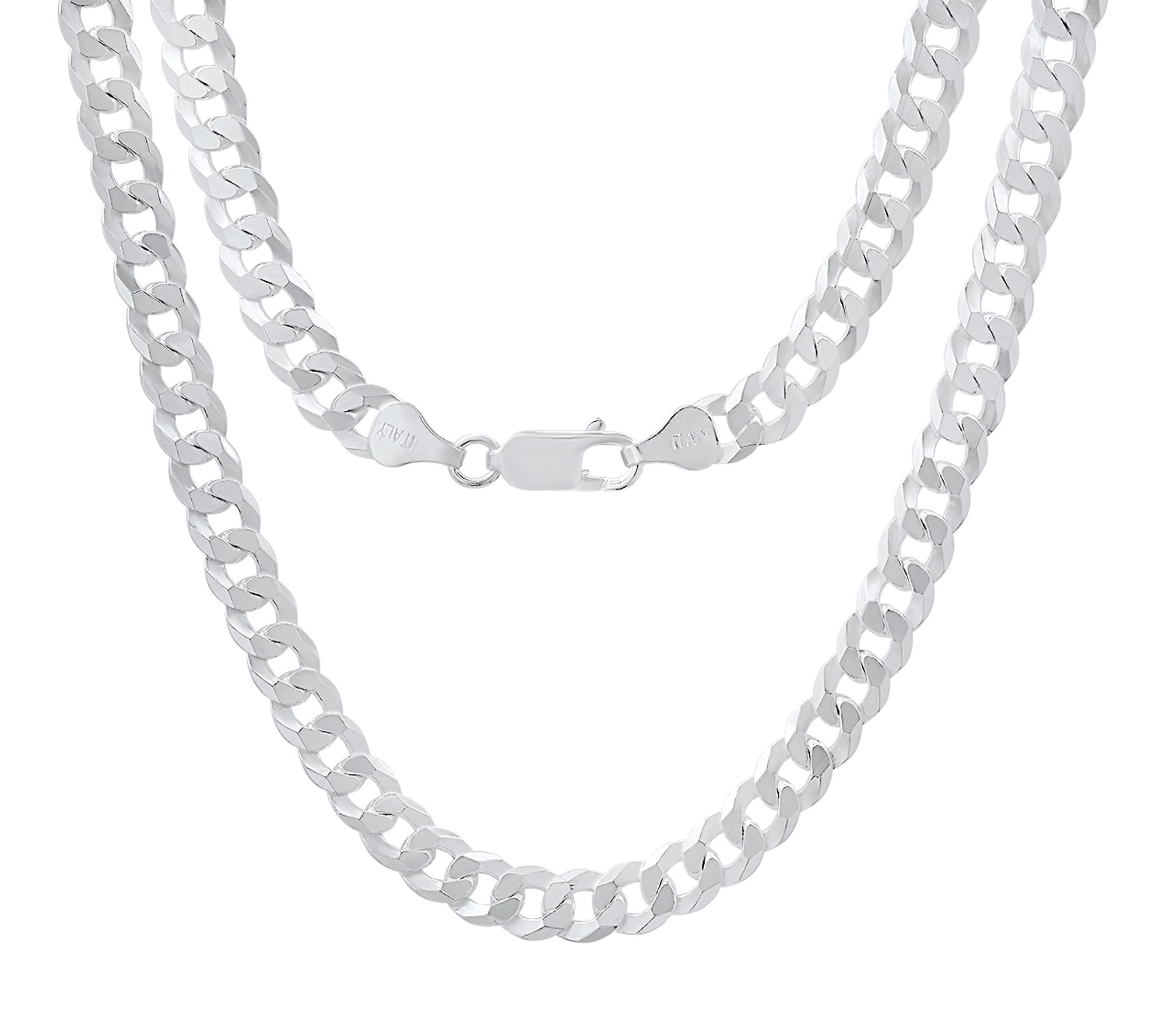 Silver Style Thick Flat Cuban Chain Necklace, Sterling Silver