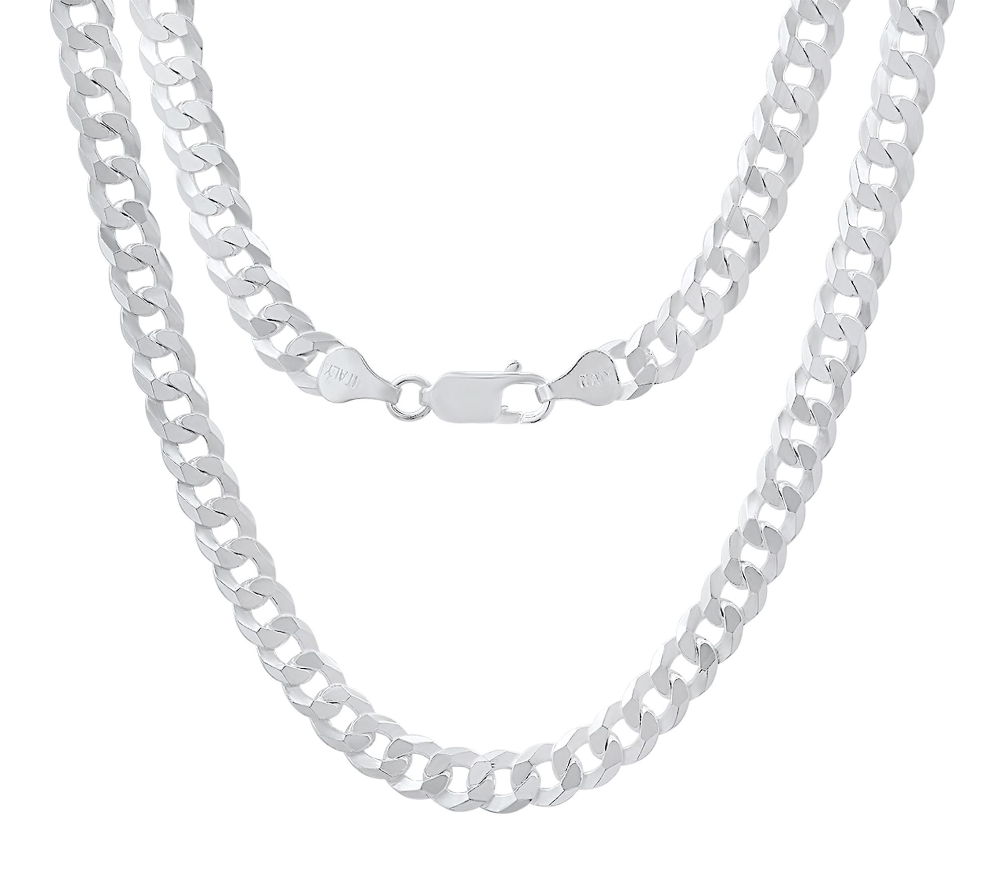 Silver Style Thick Flat Cuban Chain Necklace, Sterling Silver