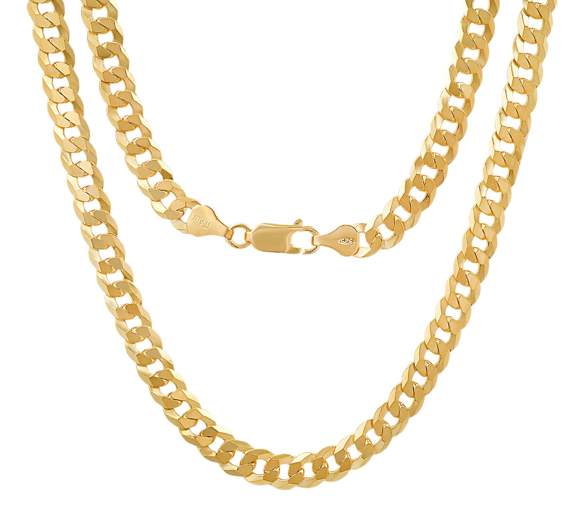 Silver Style Thick Flat Cuban Chain Necklace, Sterling Silver