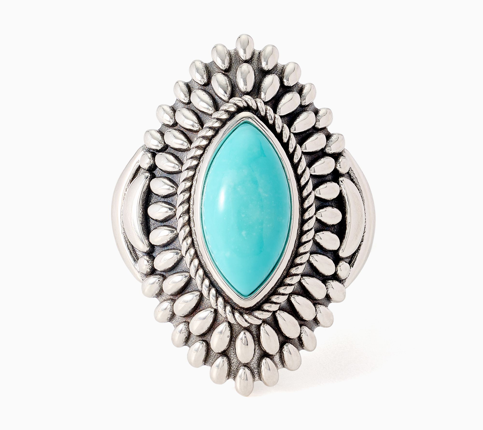 American West Sterling Silver Marquise Kingman Rope Ring