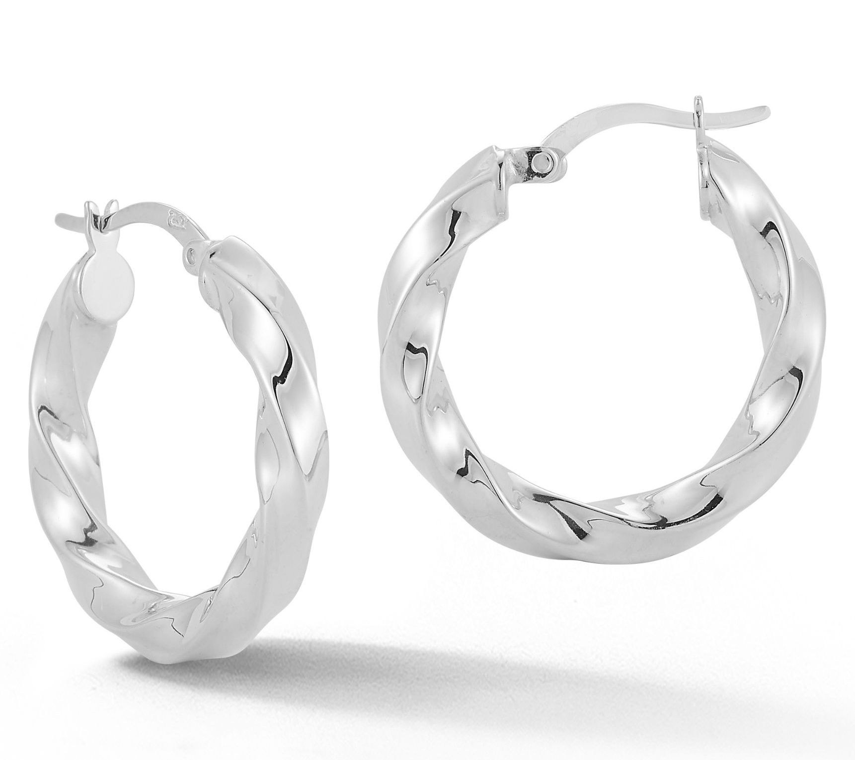 Sterlina Silver 1" Round Twist Hoop Earrings, Sterling