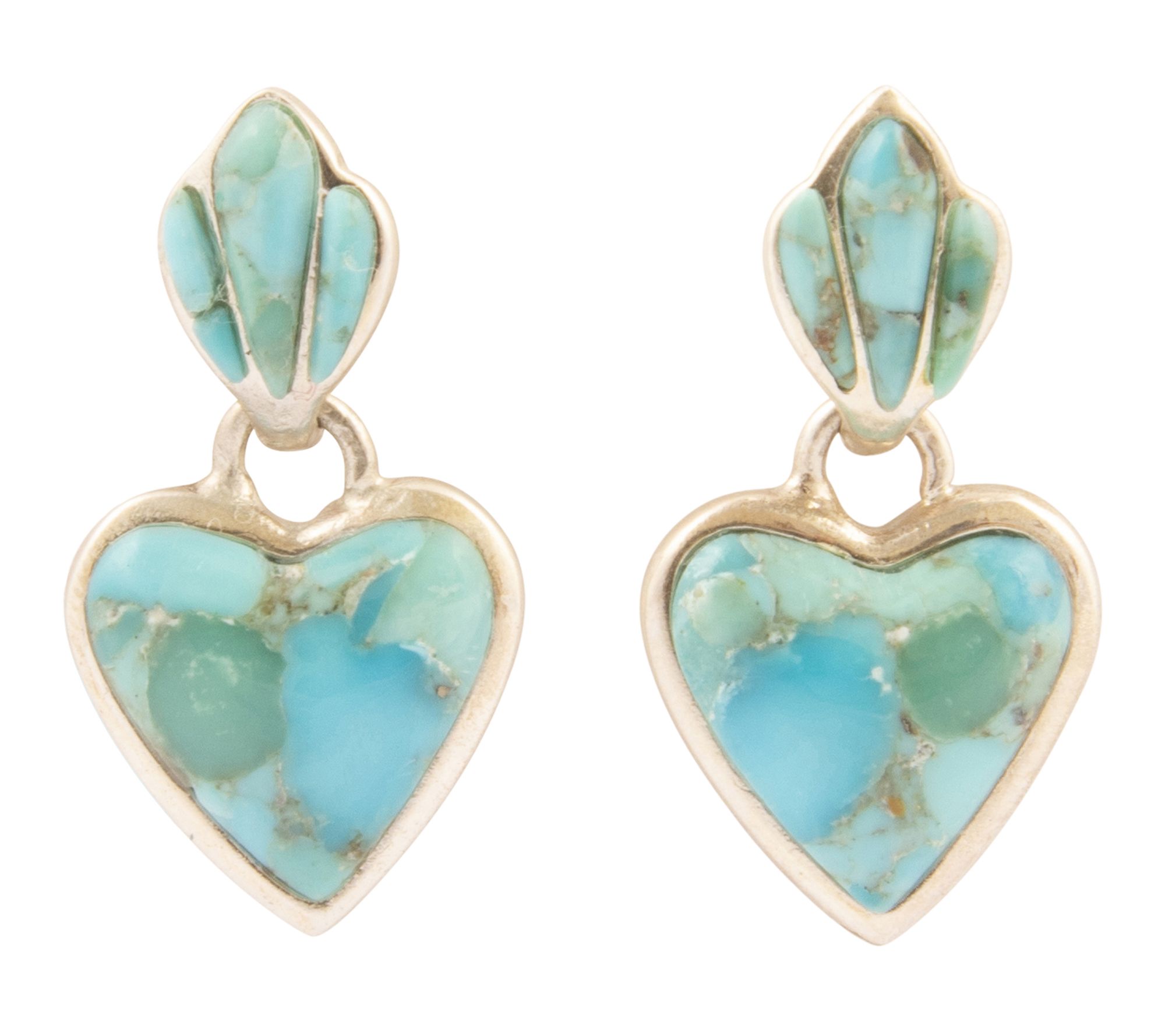 Barse Artisan Crafted Turquoise Heart Drop Earrings