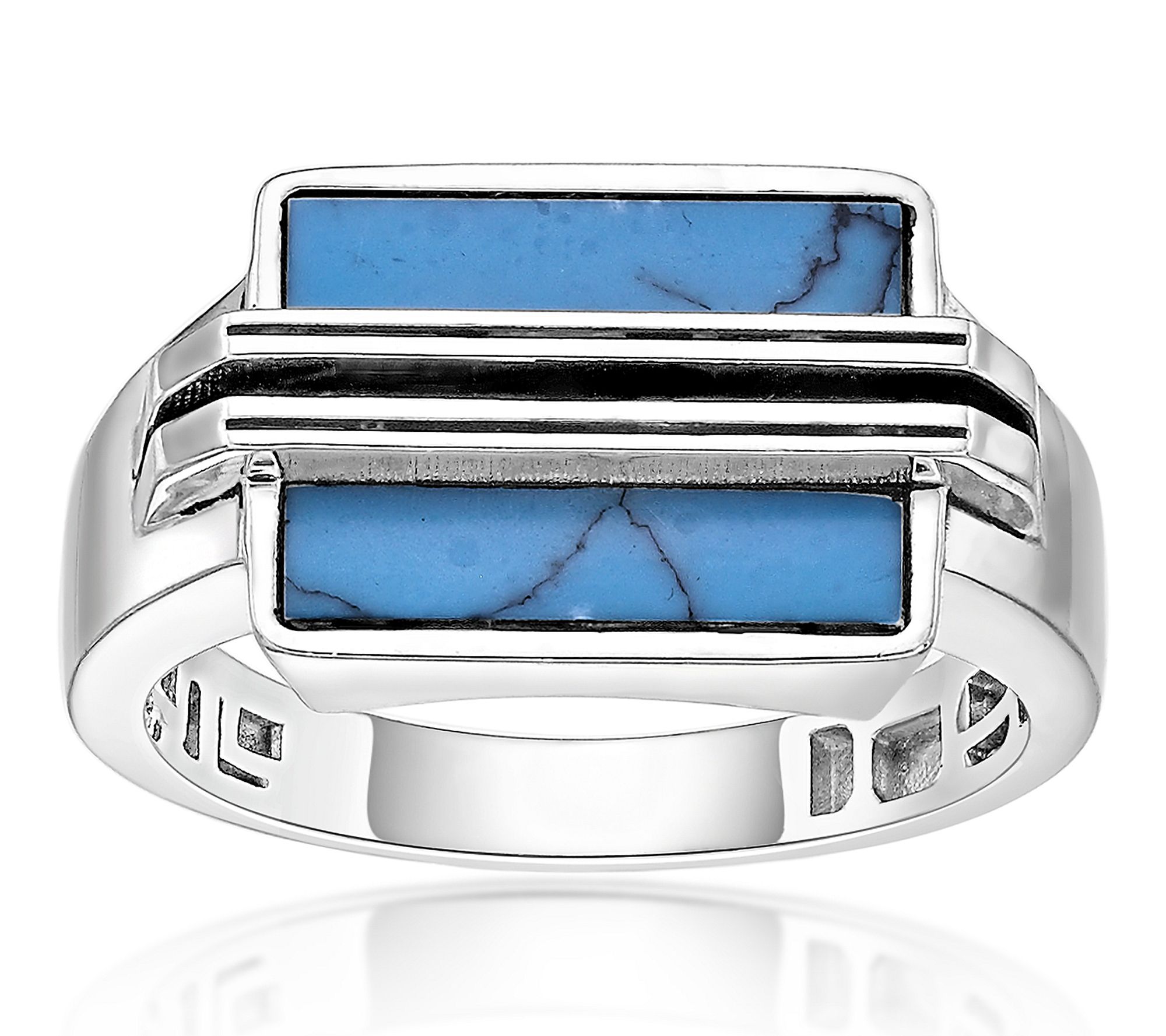 LYNX Men's Sterling Silver Gemstone Signet Ring