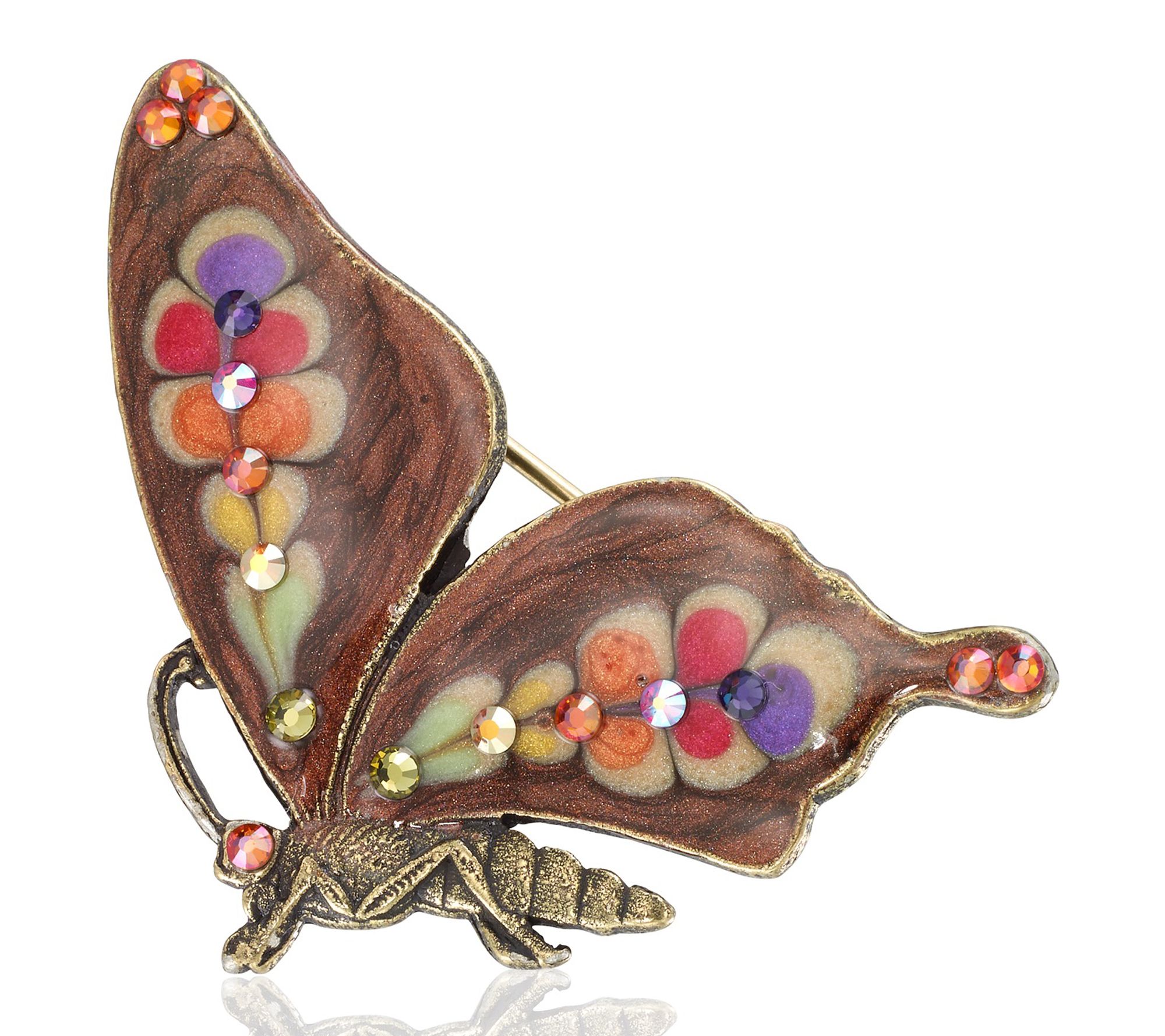 Anne Koplik Autumn Spice Side Butterfly Brooch