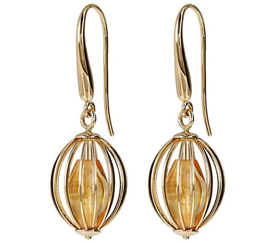 Arte d'Oro Caged Gemstone Bead Drop Earrings, 18K Gold