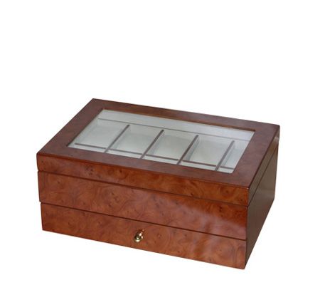 Mele & Co Winston Burlwood Oak Finish Watch Boxwith Cushions - QVC.com