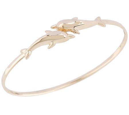 Dolphin Bangle Bracelet 14K Gold - Page 1 — QVC.com
