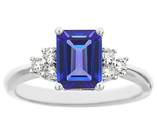Premier Emerald-Cut 1.10cttw Tanzanite & Diamond Ring, 14K