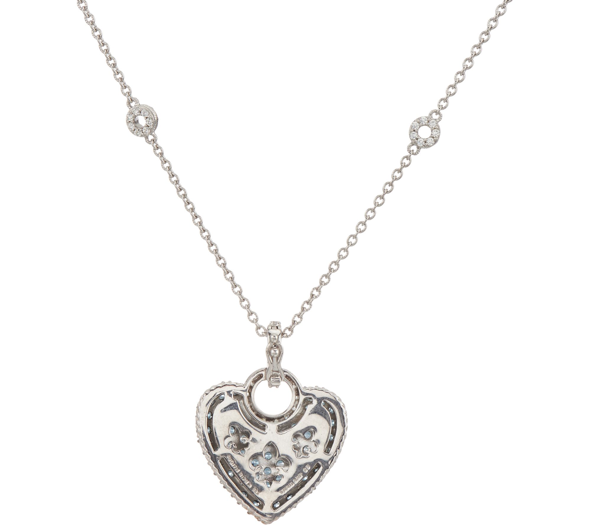 Judith Ripka Sterling London Blue Topaz Pave Heart Enhancer with Chain ...