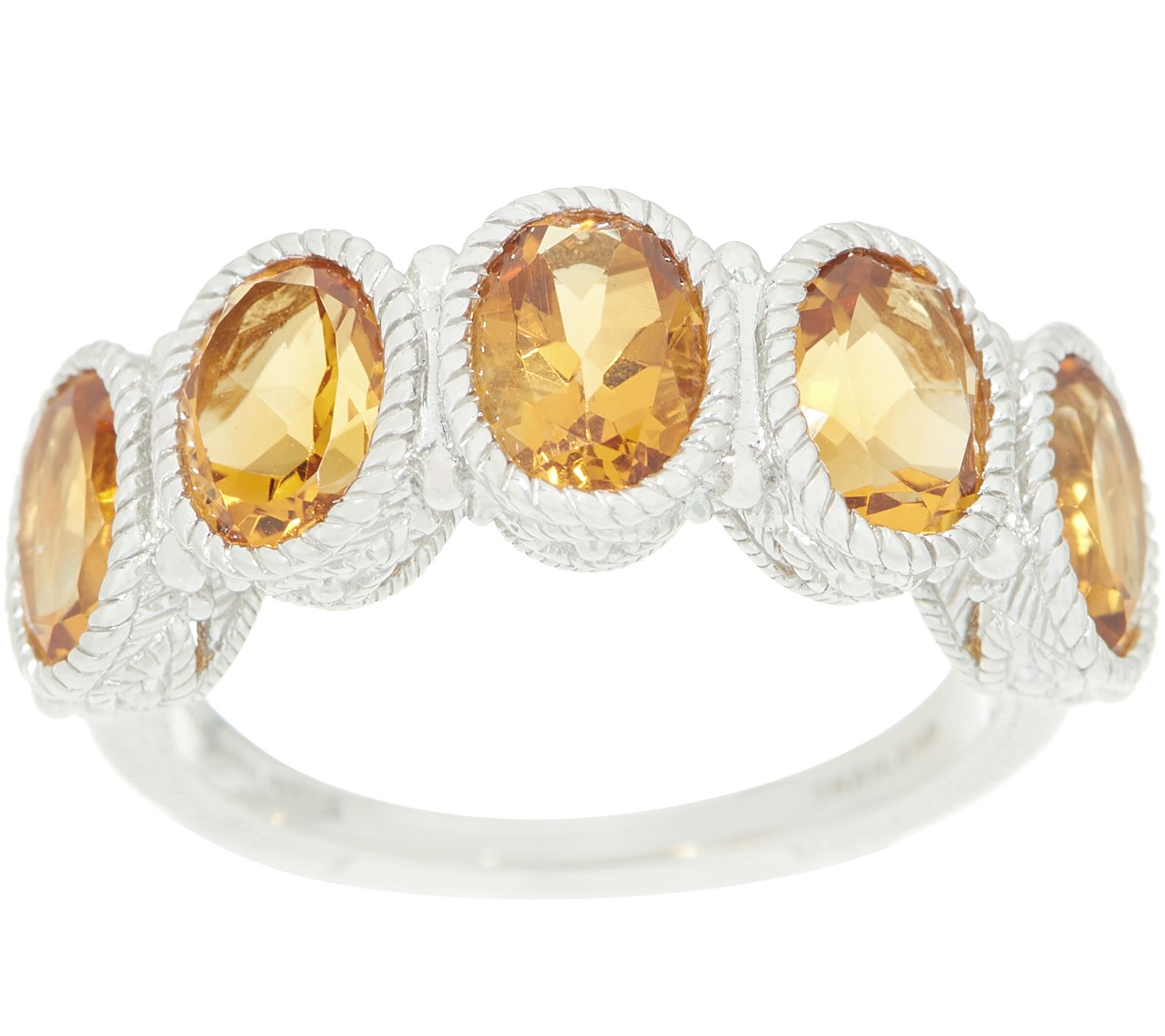 Judith Ripka Sterling Silver 5-Stone Oval Gemstone Ring - QVC.com