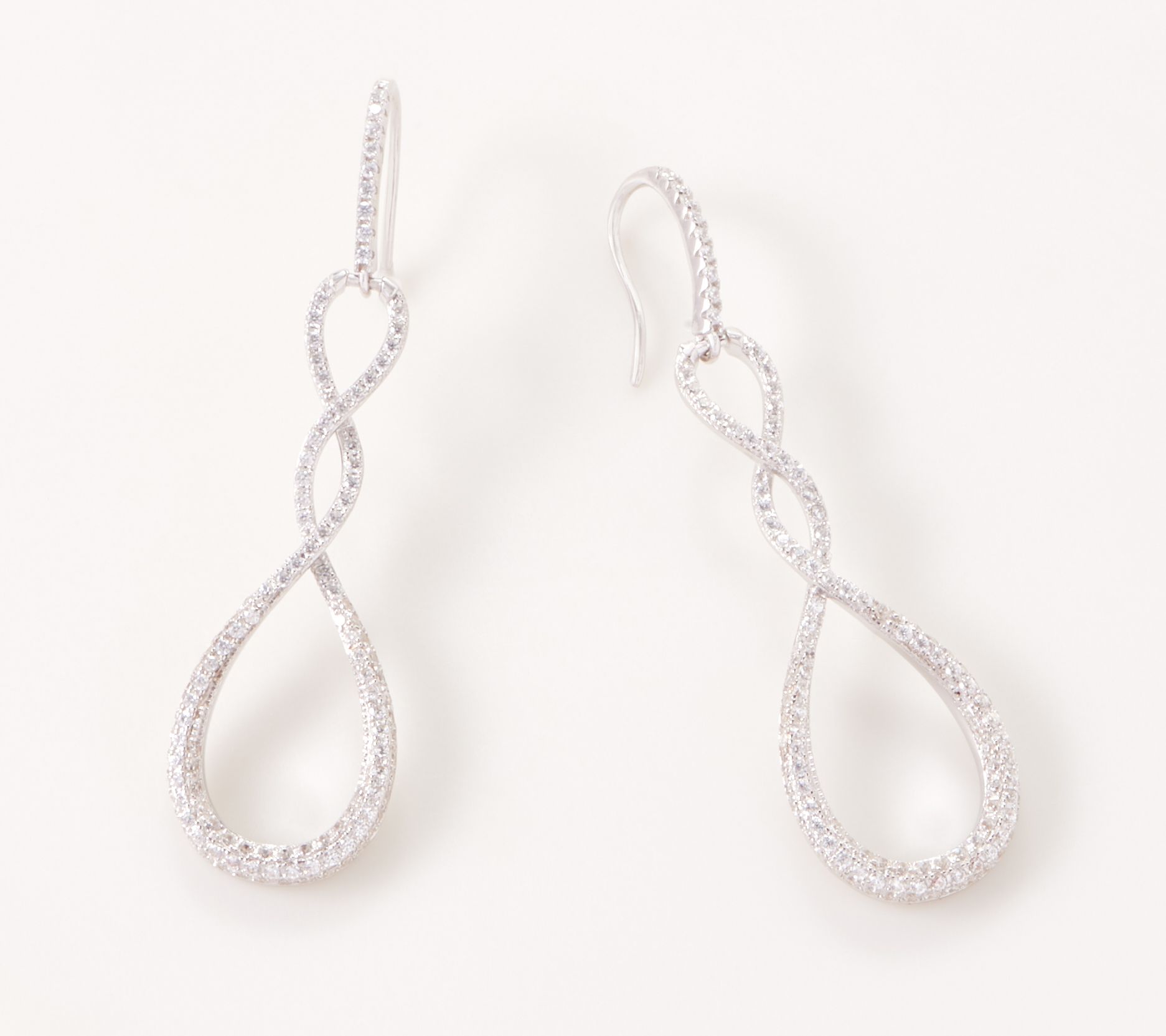 Diamonique Loop Dangle Earrings Sterling Silver - QVC.com