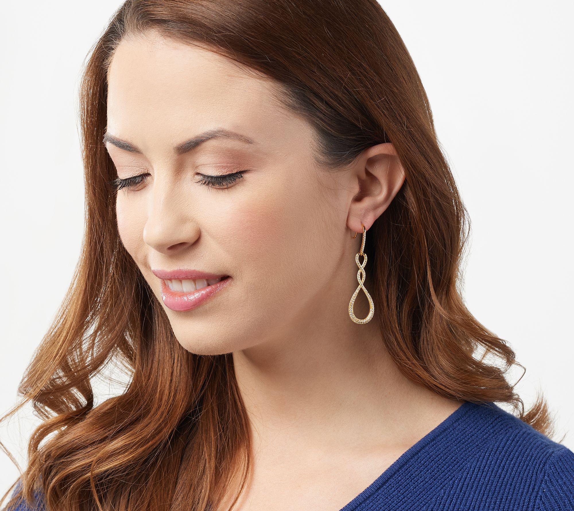 Diamonique Loop Dangle Earrings Sterling Silver