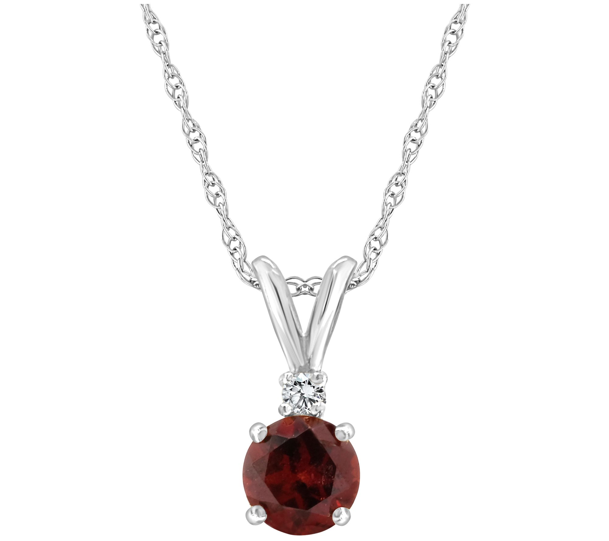 14K Gold 0.65 cttw Garnet Diamond Accent Pendant w/ Chain