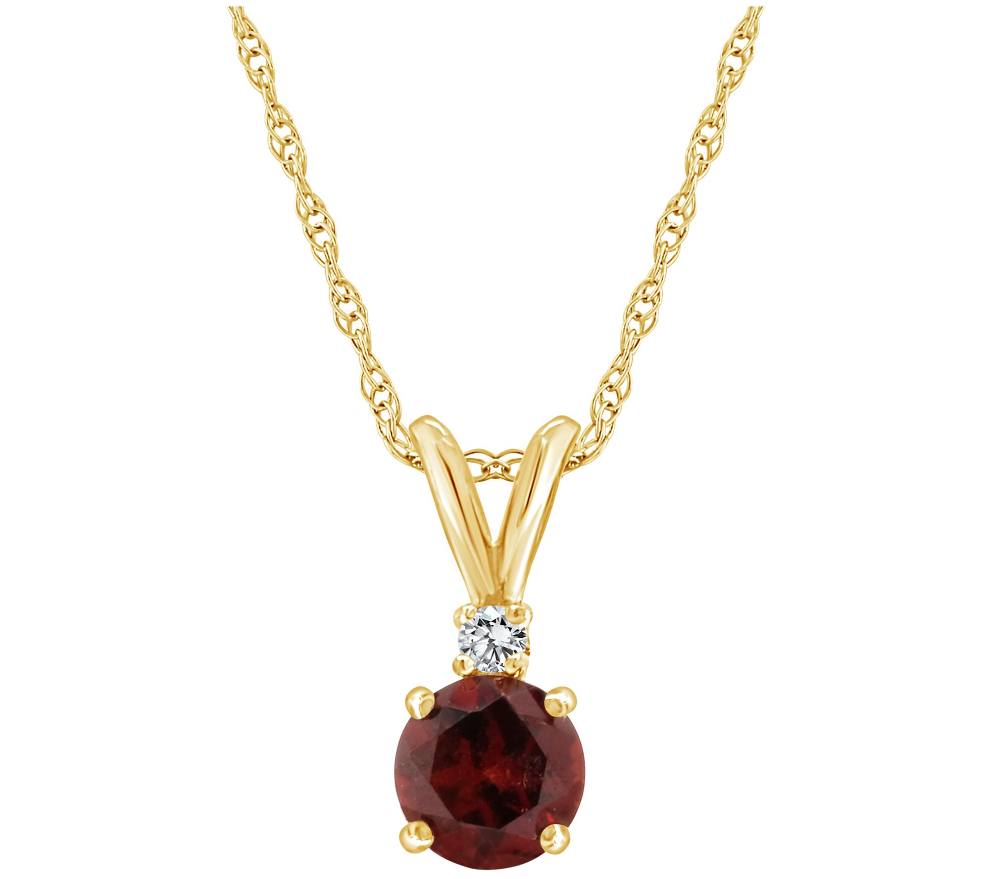 14K Gold 0.65 cttw Garnet Diamond Accent Pendant w/ Chain