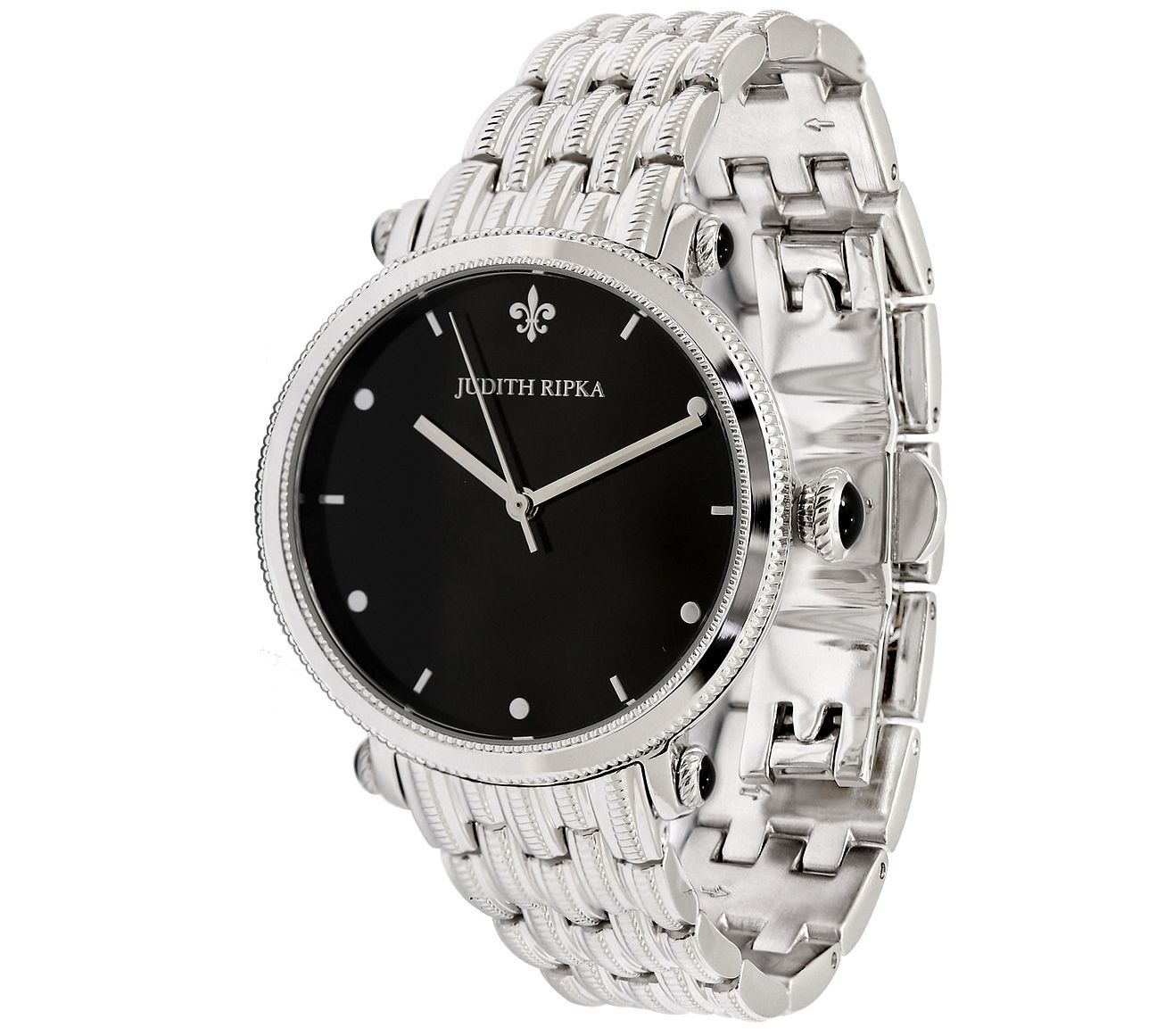 Judith Ripka Stainless Steel Black Agate Link Watch - QVC.com
