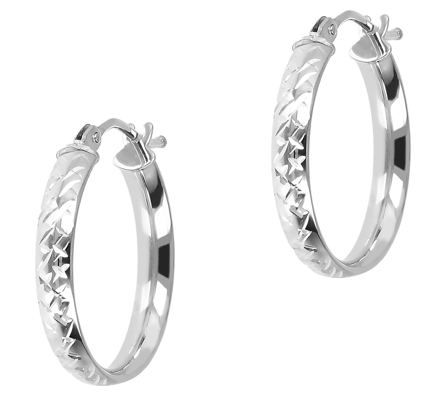EternaGold 3/4" Diamond Cut Round Hoop Earrings, 14K Gold