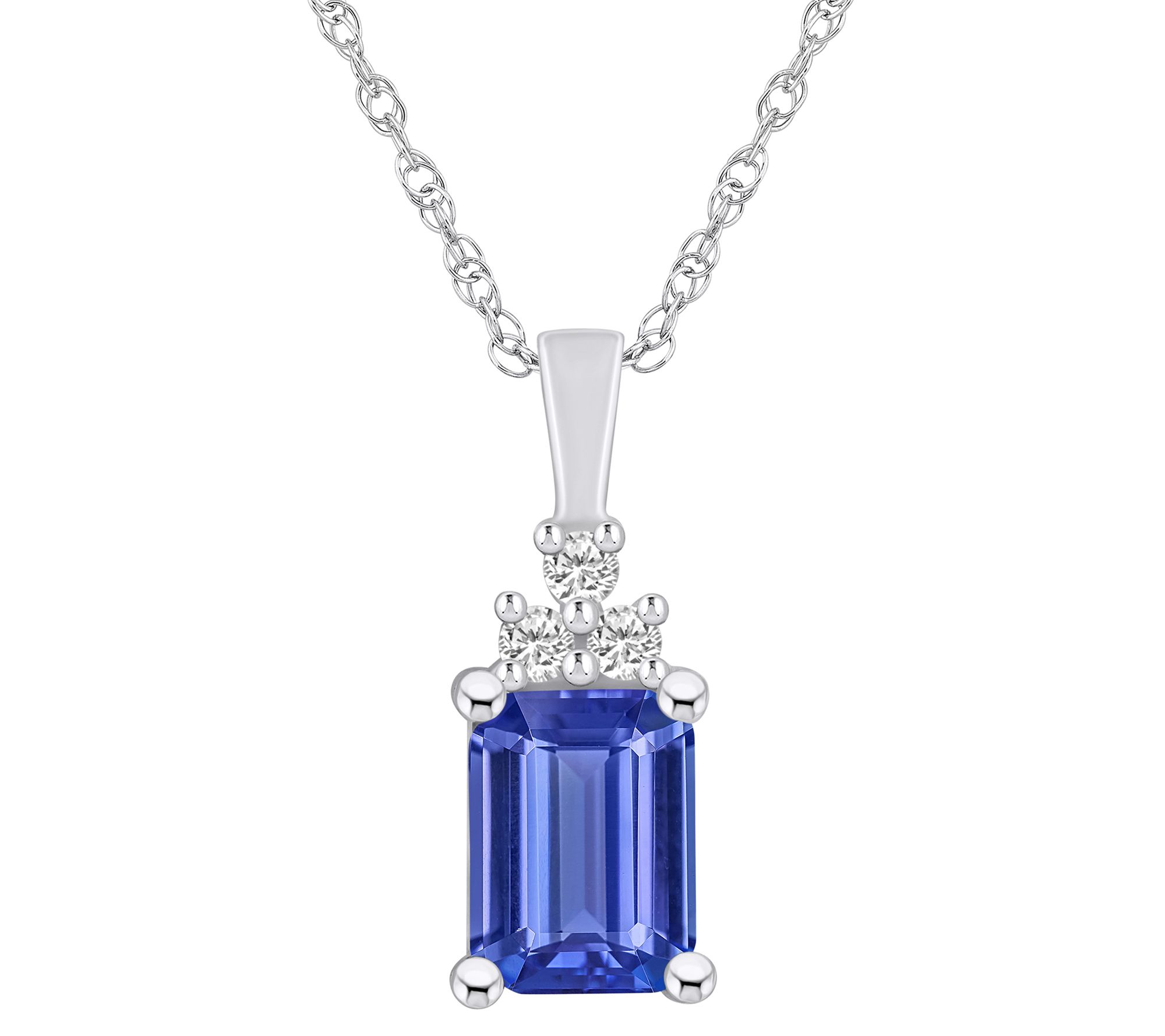 Affinity Gems Tanzanite & Diamond Accent Pendant w/ Chain, 14K