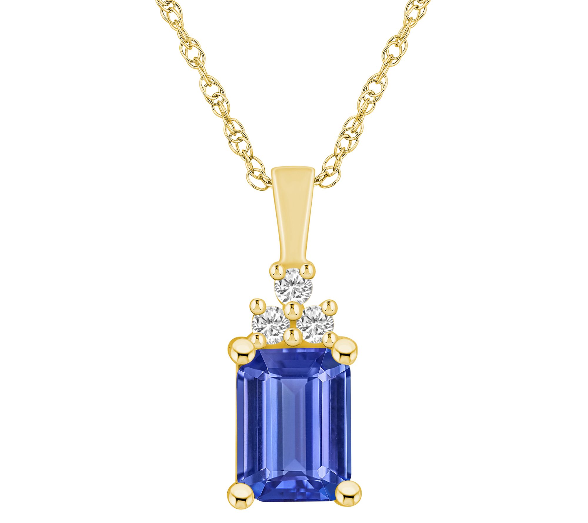 Affinity Gems Tanzanite & Diamond Accent Pendant w/ Chain, 14K