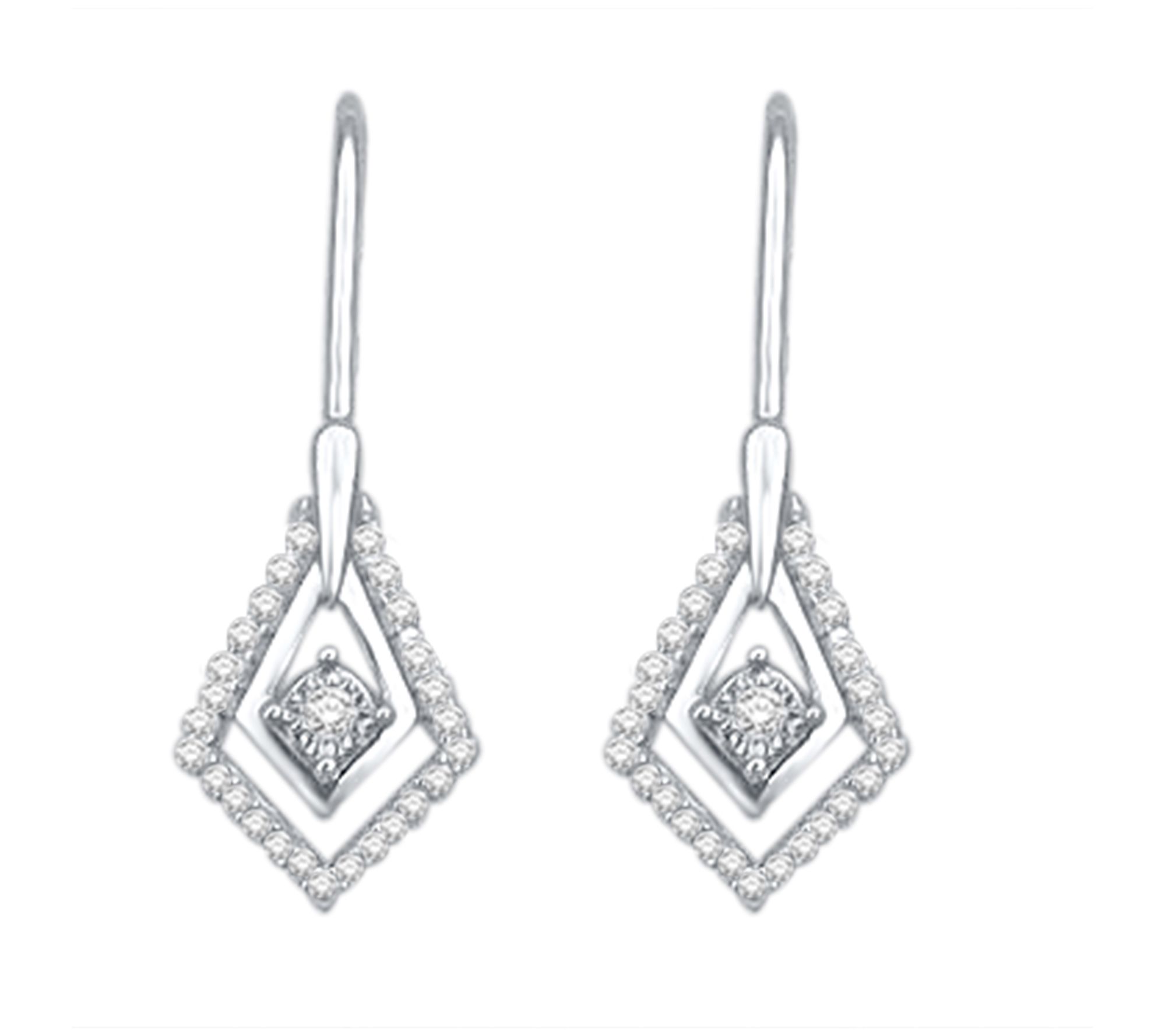 Affinity Diamonds Geometric Leverback Earrings, Sterling