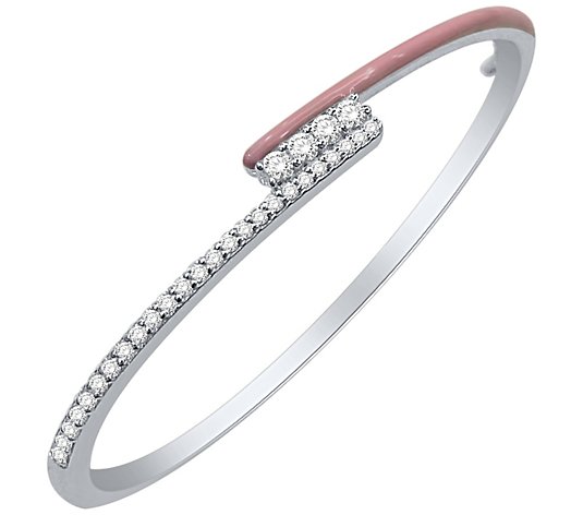 Affinity Diamonds Pink Enamel  Bracelet, 0.55 cttw, Sterling