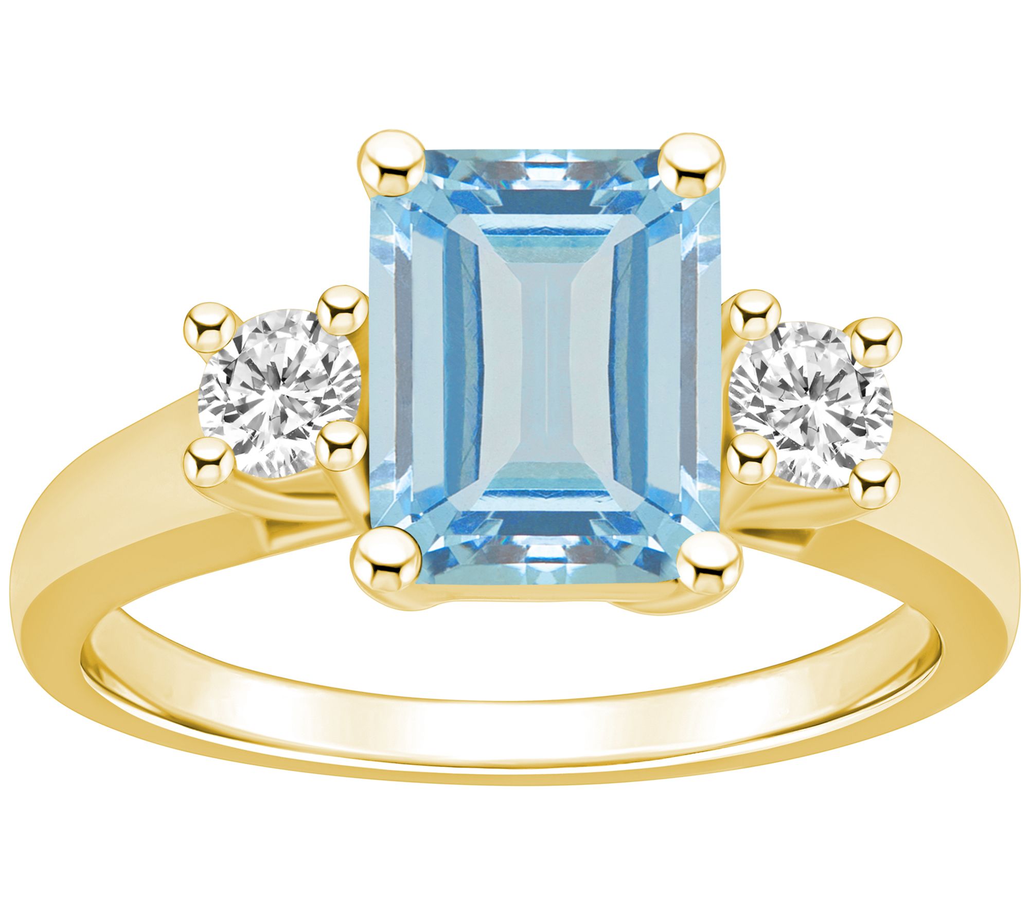 Affinity Gems Emerald Cut Aquamarine & Diamond Ring, 14K Gold
