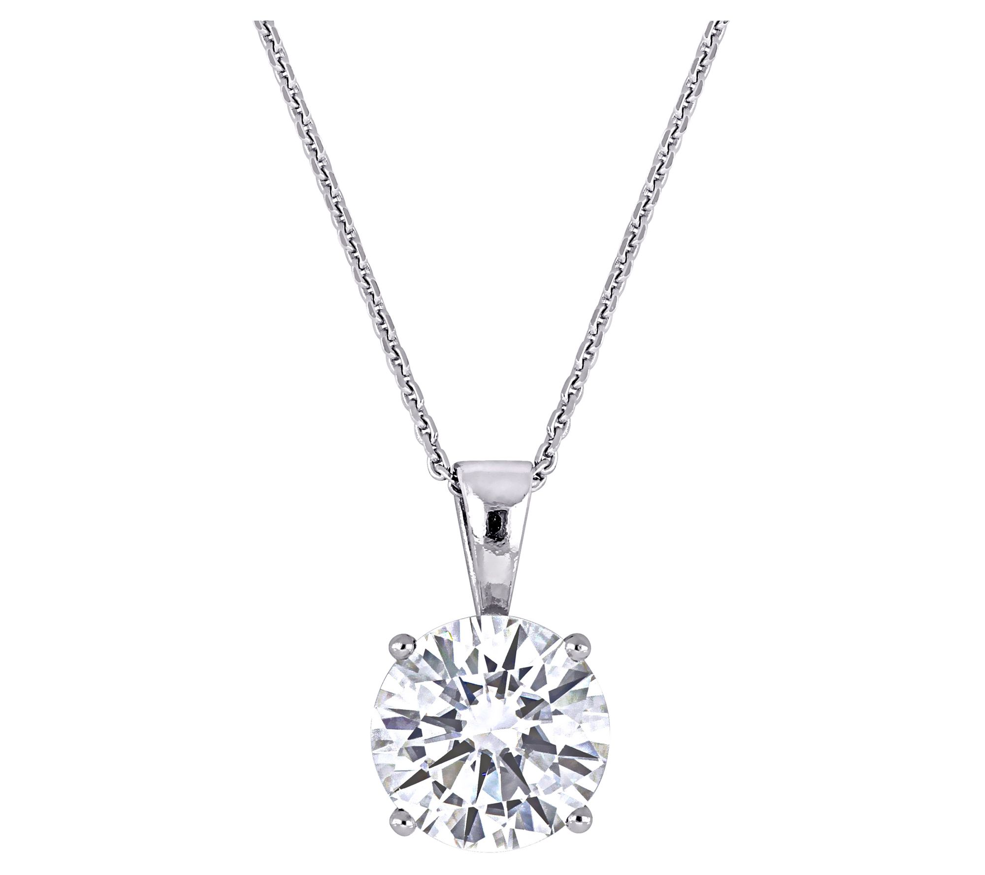 MoissanIce Moissanite 1.90 cttw Round Pendant wChain, 14K