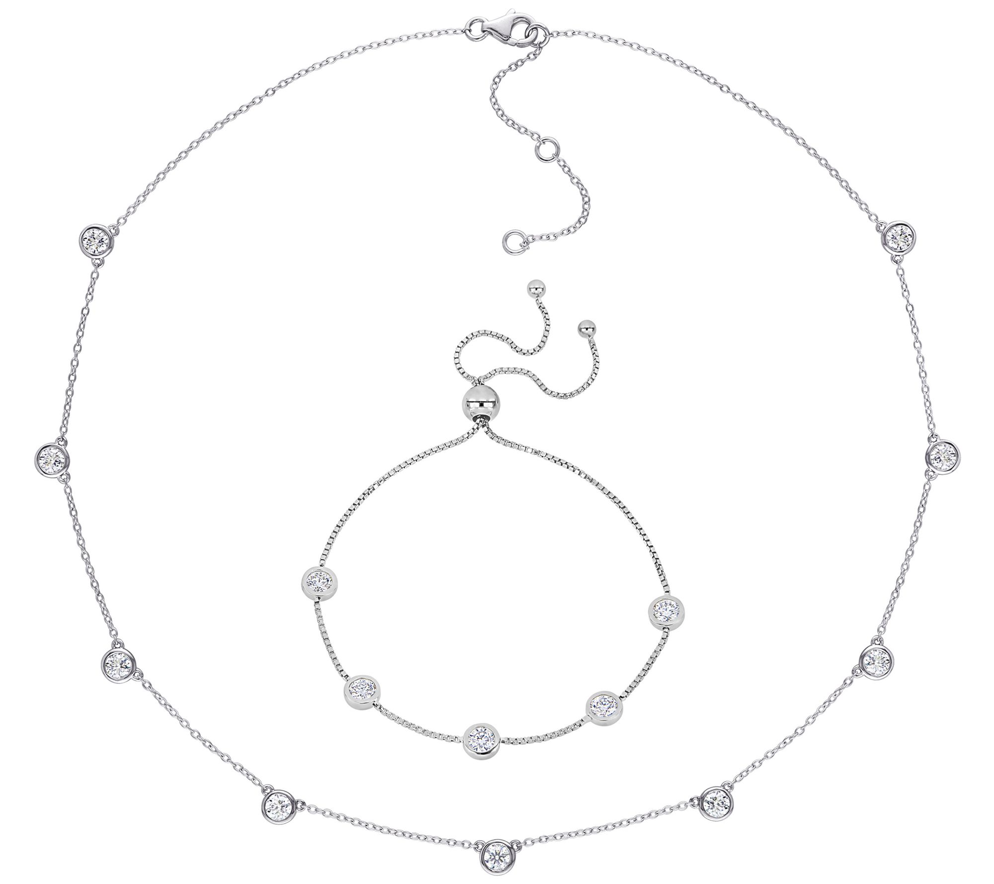 MoissanIce Moissanite Bracelet & Necklace Set, Sterling
