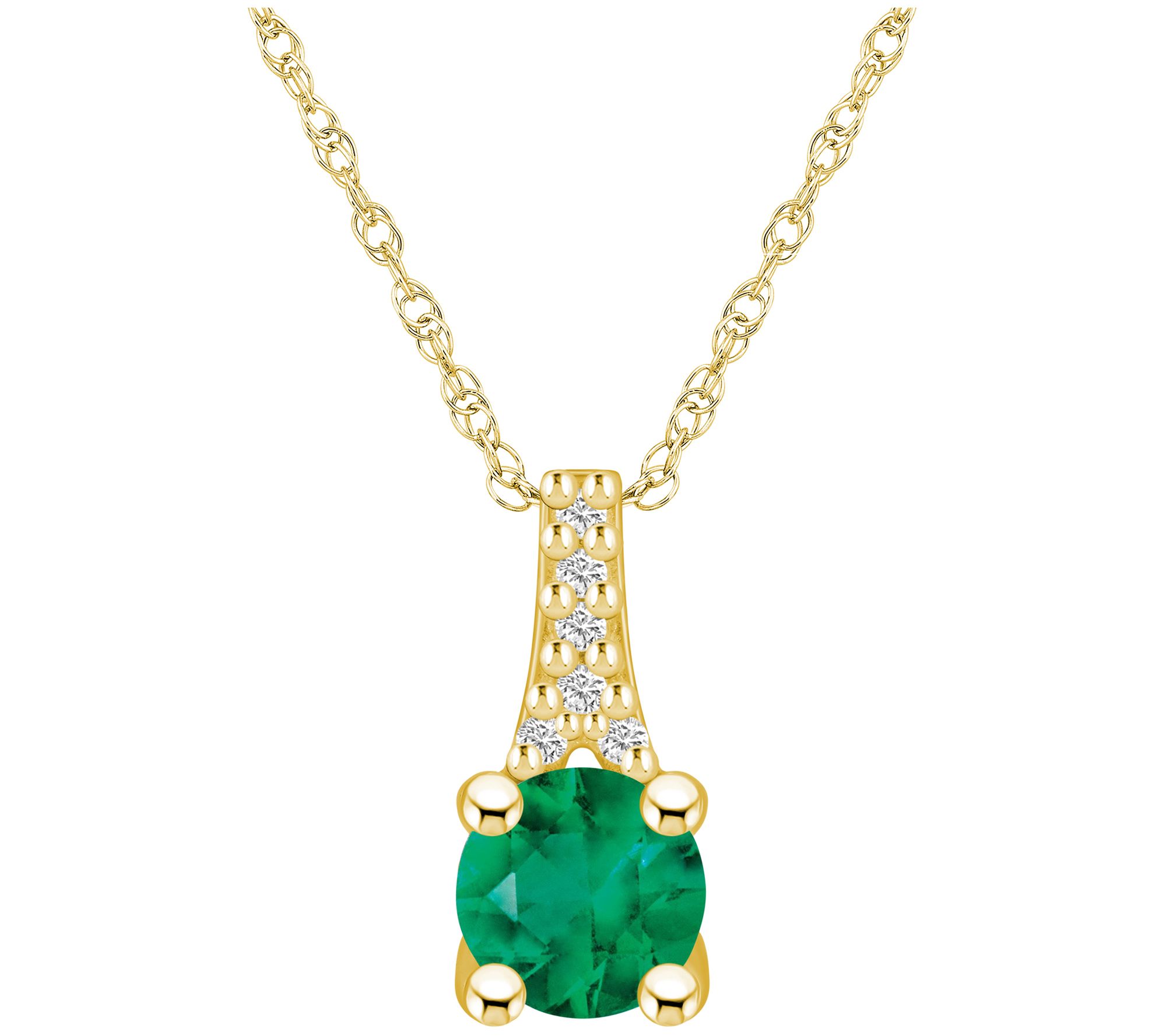 Affinity Gems Round Gemstone & Diamond Pendant w/ Chain, 14K