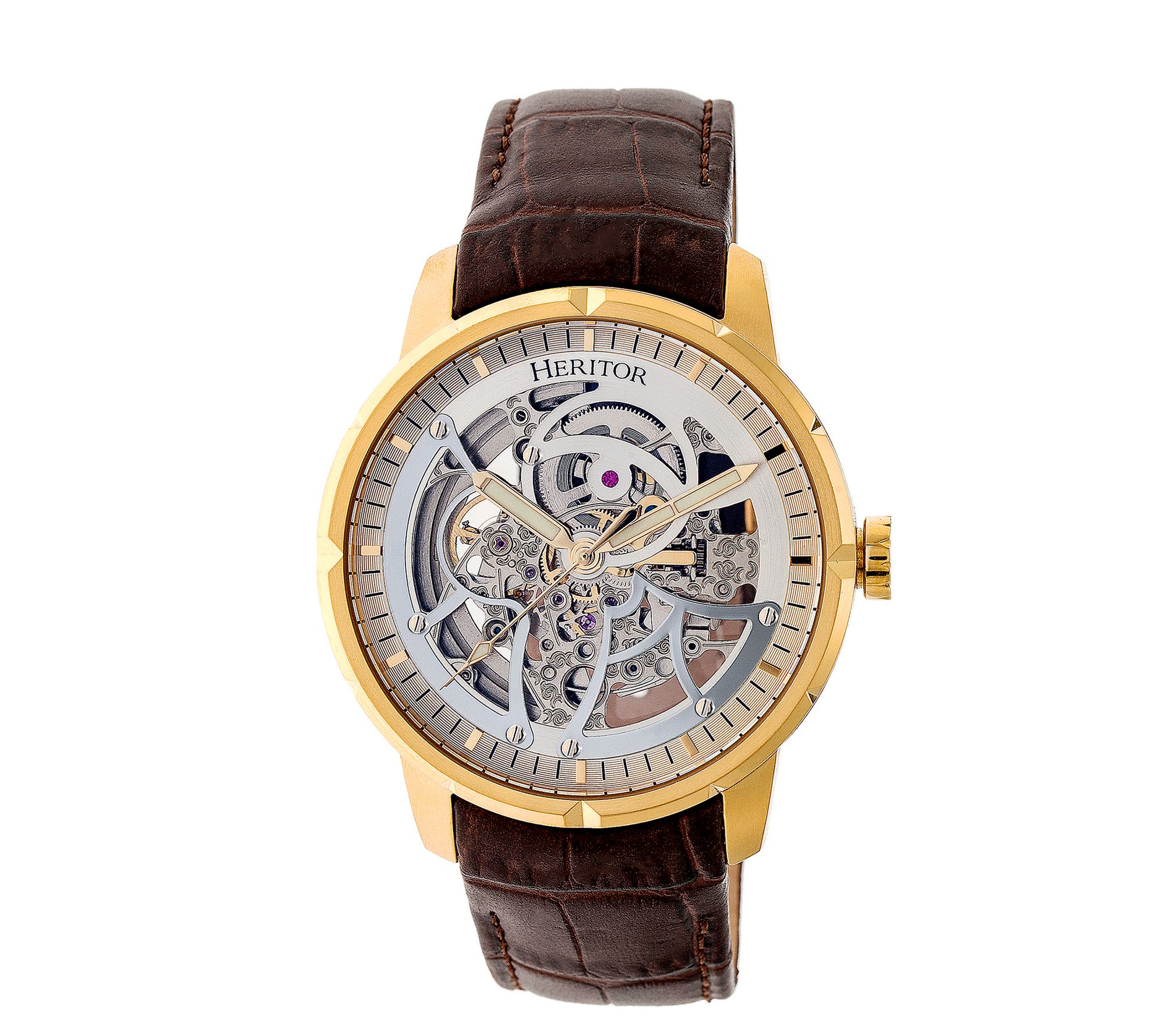 Heritor Automatic Men's Ryder Stainless Brown Ad Gold Watch - Qvc.com